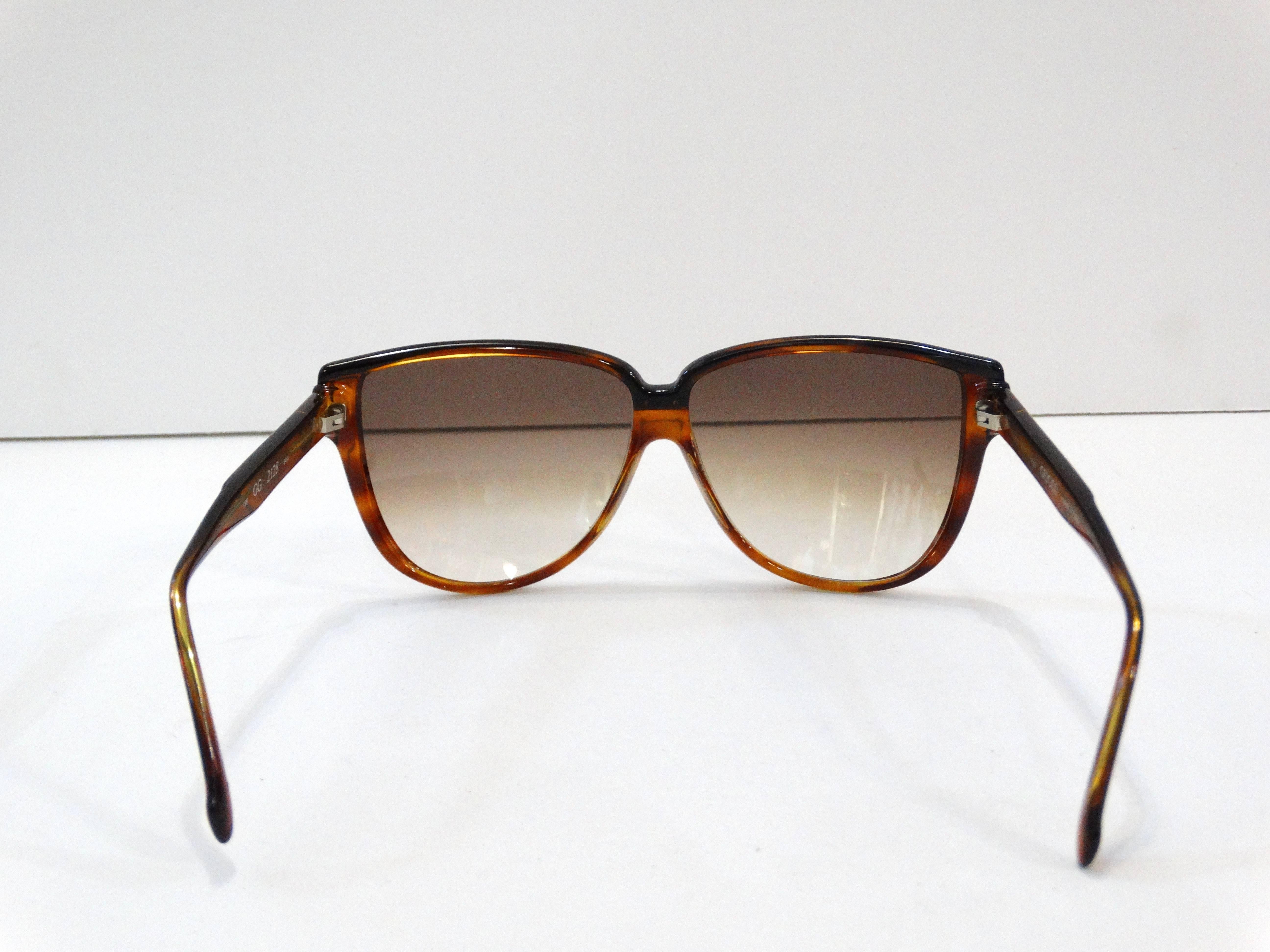 Brown 1980s Gucci Oversized Sunglasses 