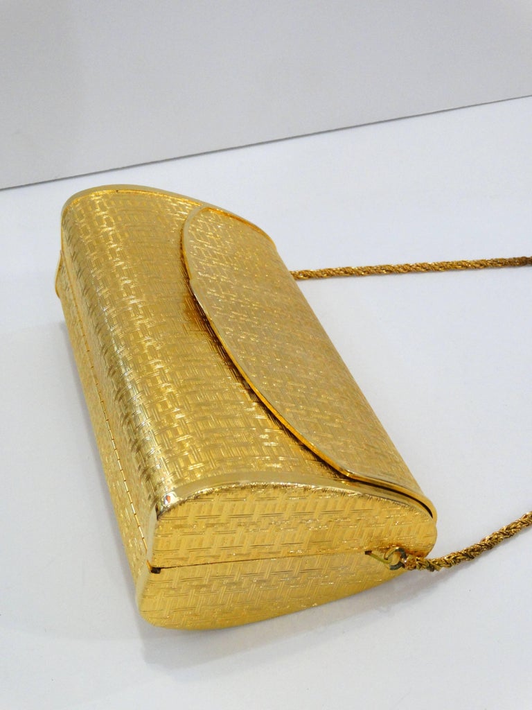 1960s Saks Fifth Avenue Gold Metal Evening Bag at 1stDibs gold metal