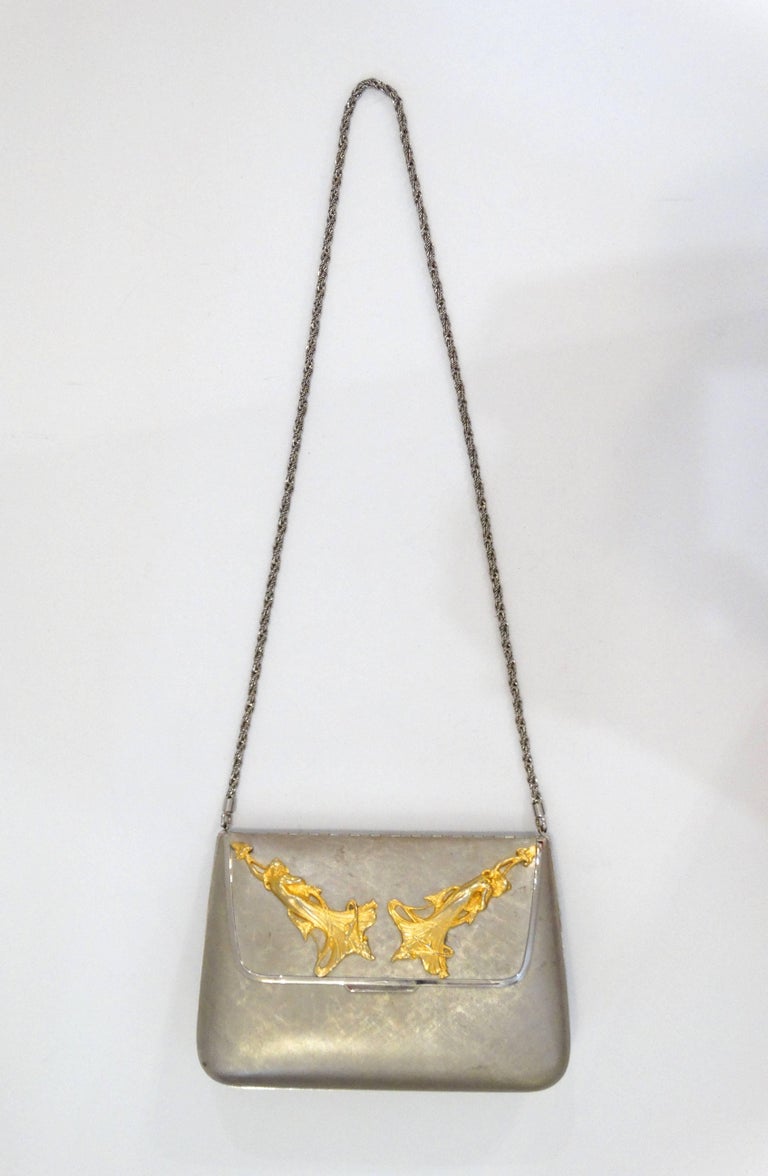 1960s Harry Rosenfeld Silver and Gold Evening Bag For Sale at 1stDibs