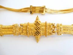 1980s Judith Leiber  Tribal Gold Rope Chain Belt