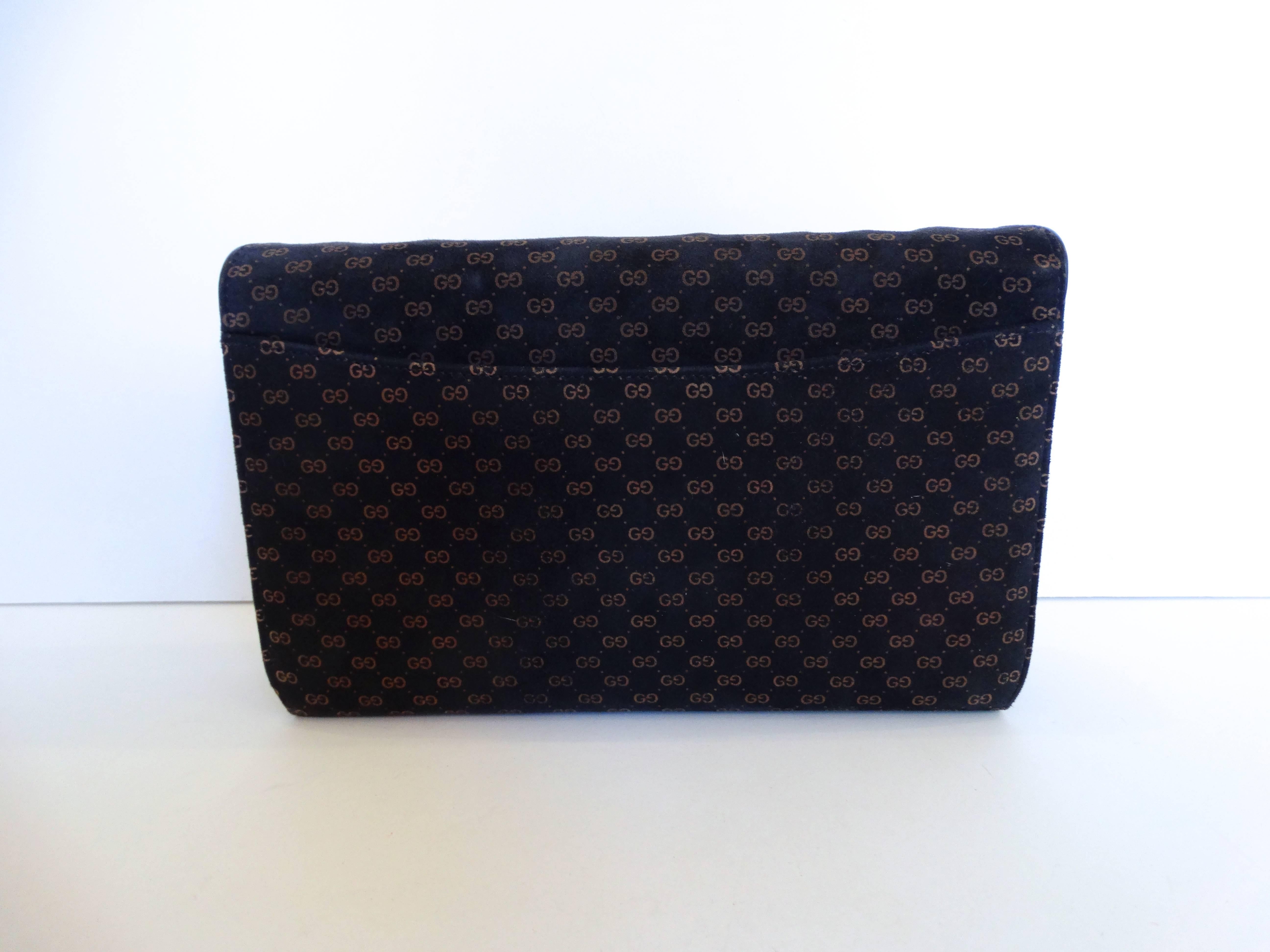 Black Rare 1970s Gucci Velveteen Monogram Bag