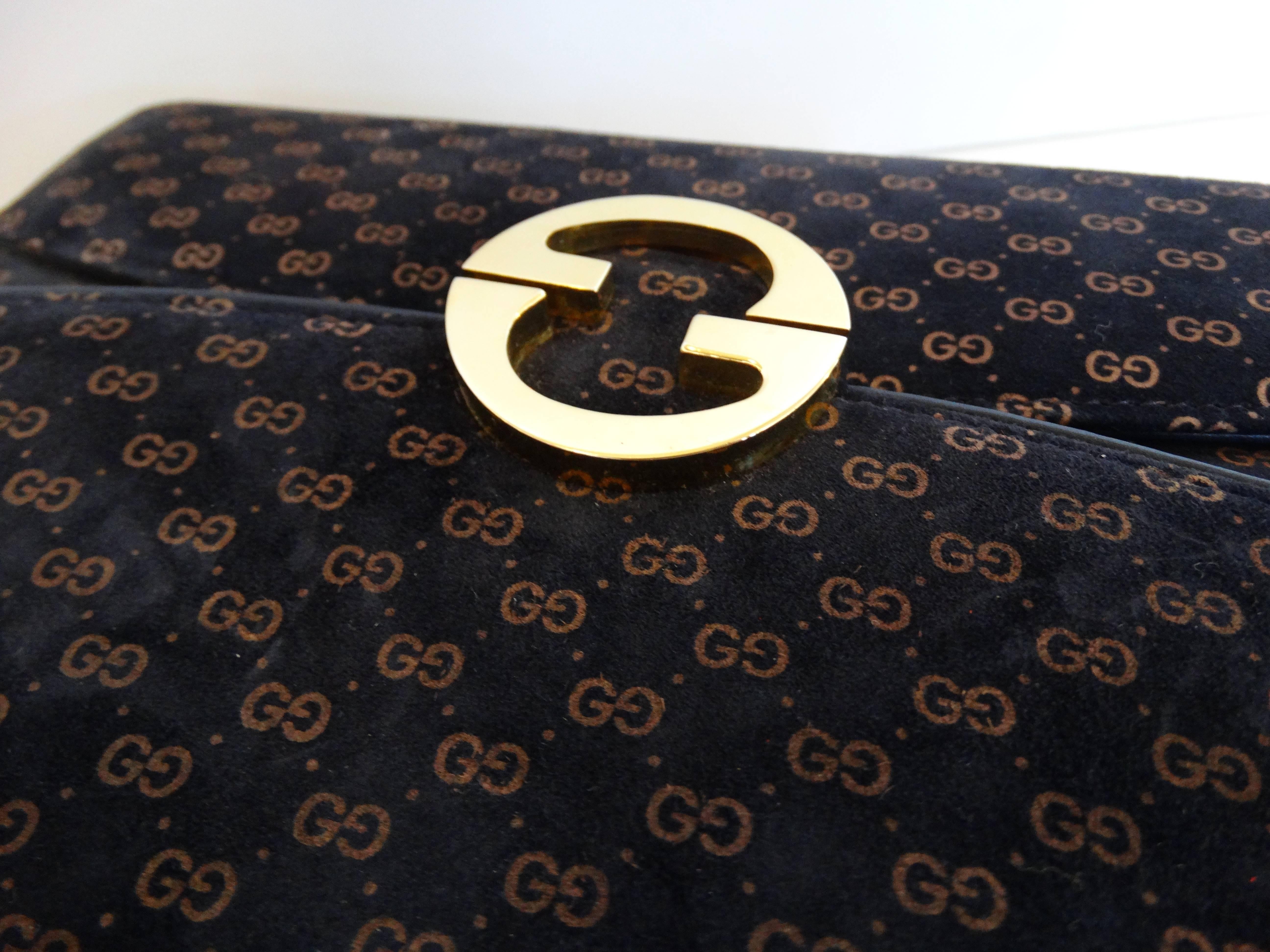 Rare 1970s Gucci Velveteen Monogram Bag 3