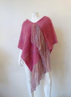 1990s Abrazo Crane Day Weaver Fringe Poncho