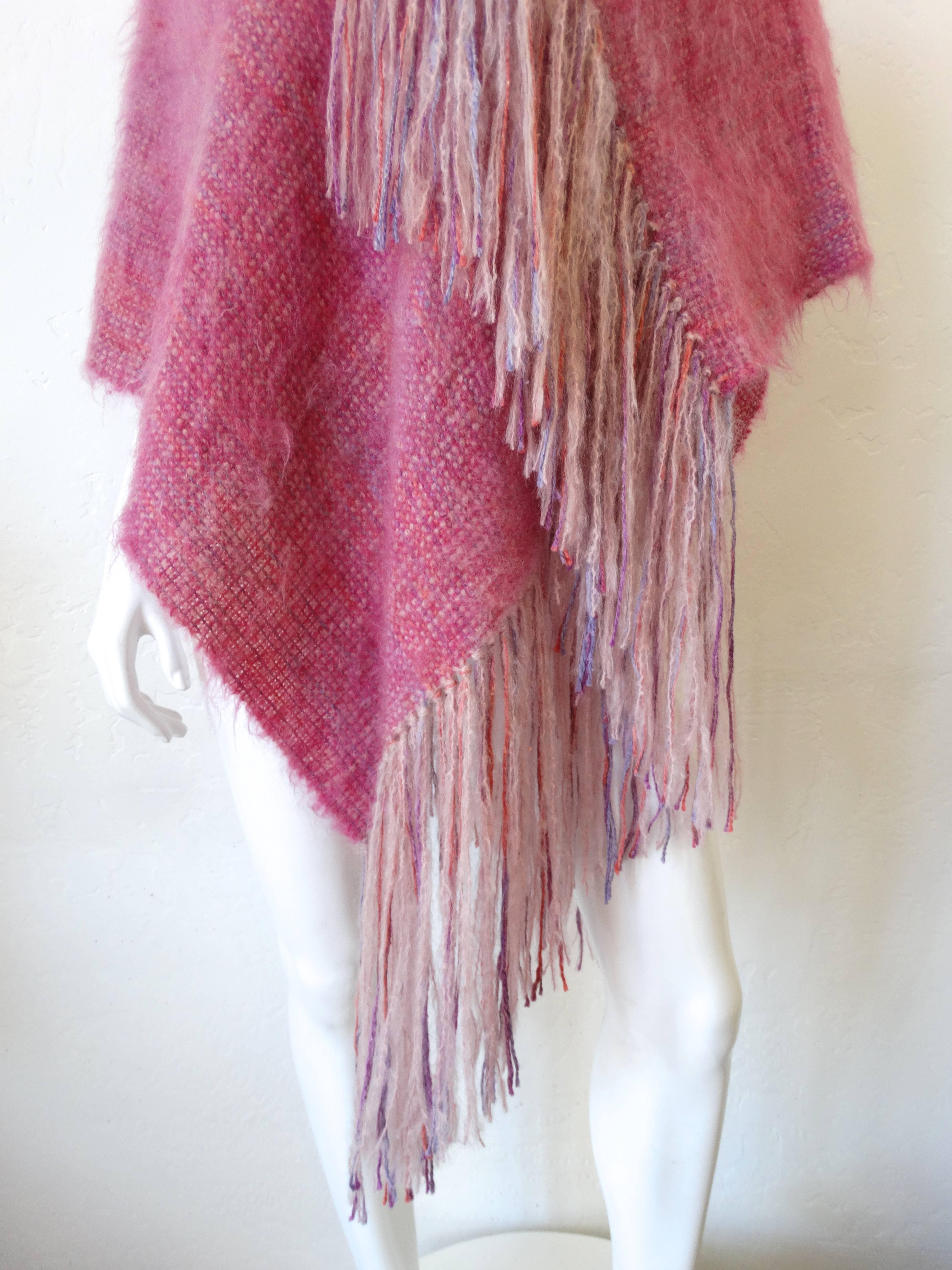 1990s Abrazo Crane Day Weaver Fringe Poncho 1