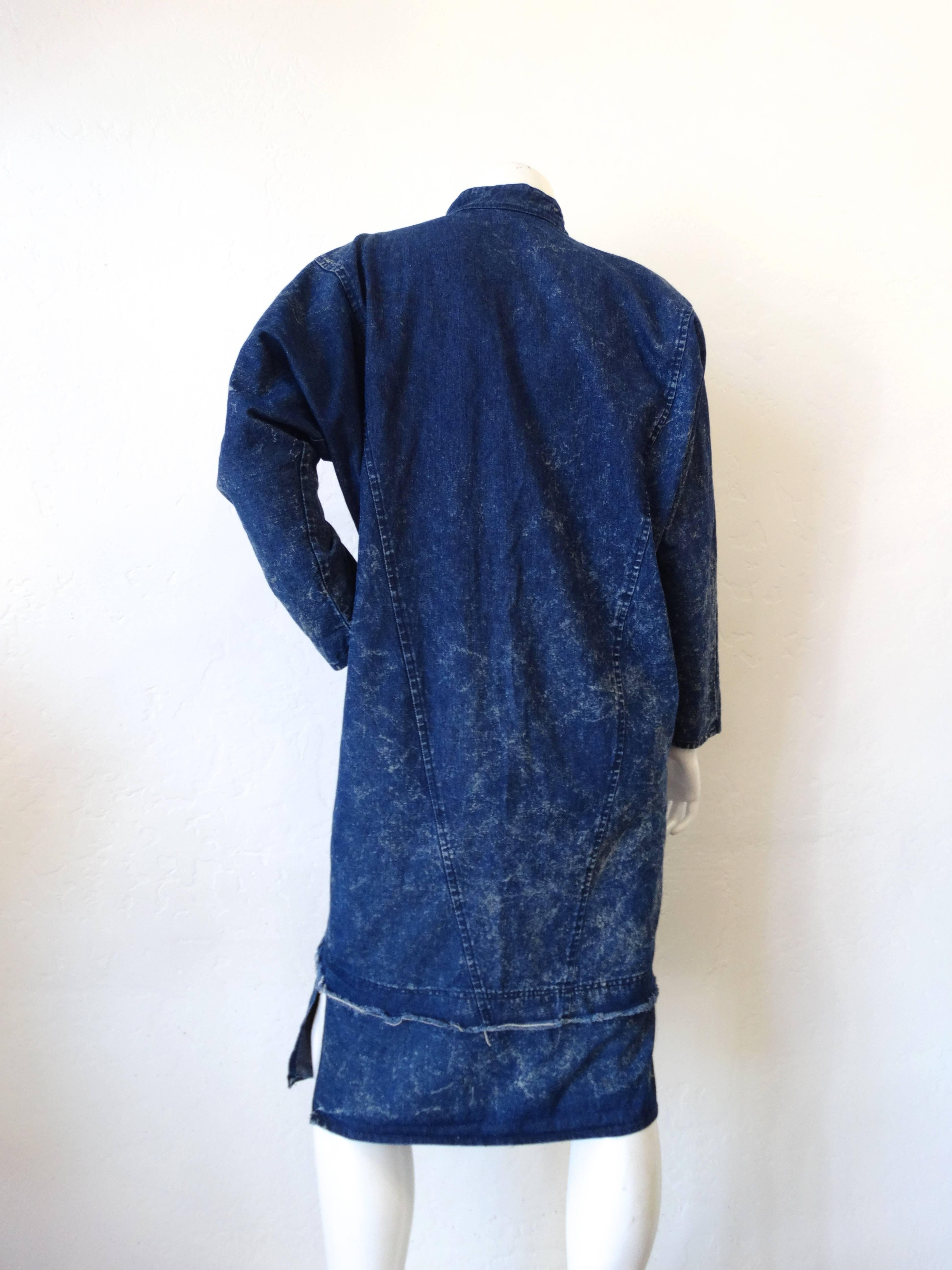 1980s Denim Zip-Up Coat Dress 2