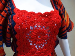 1970s Rikma Bohemian Crochet W/Fringe Maxi Dress