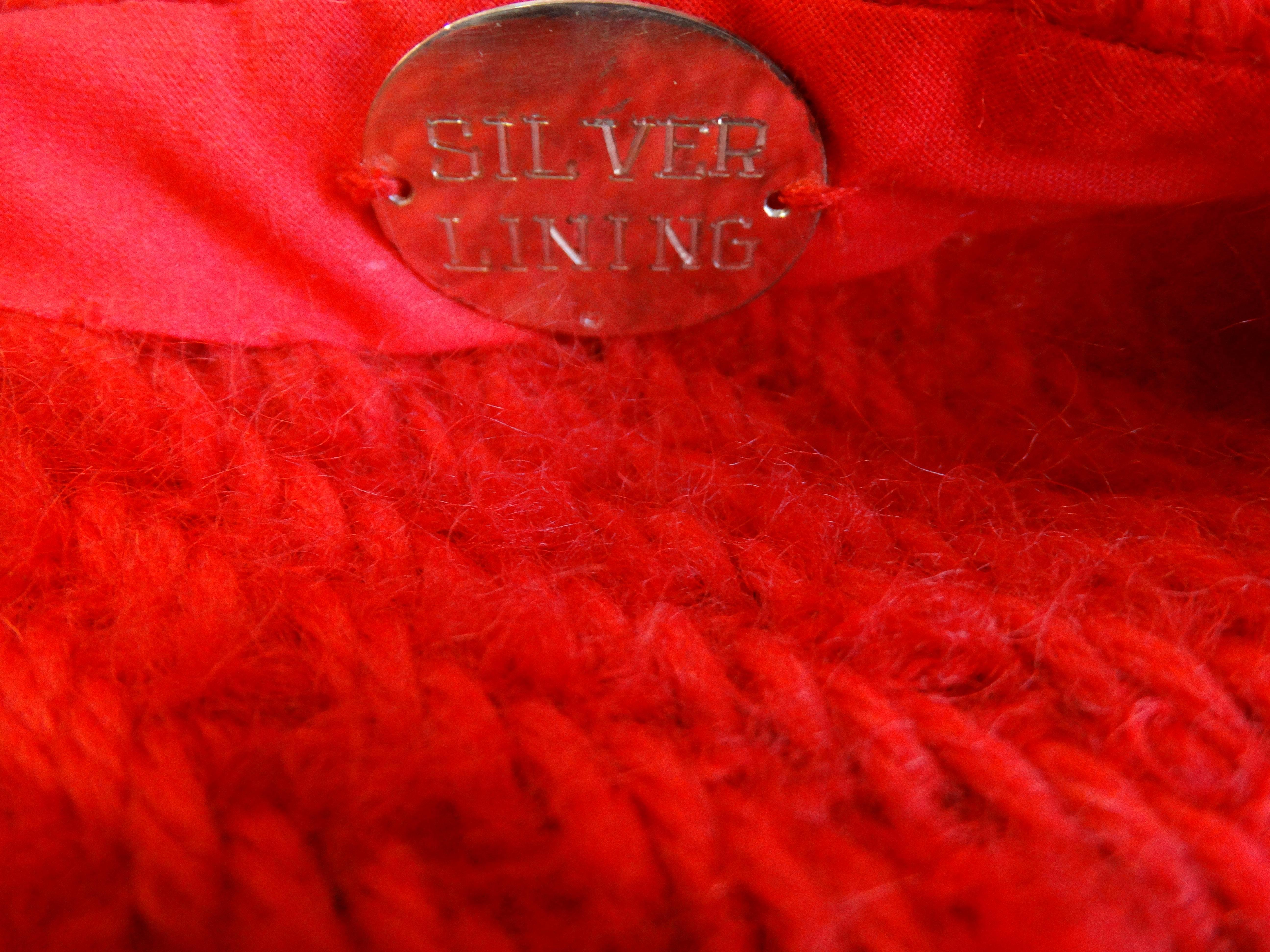 1980s Silver Lining Red Knit Mink Tail Vest For Sale 6