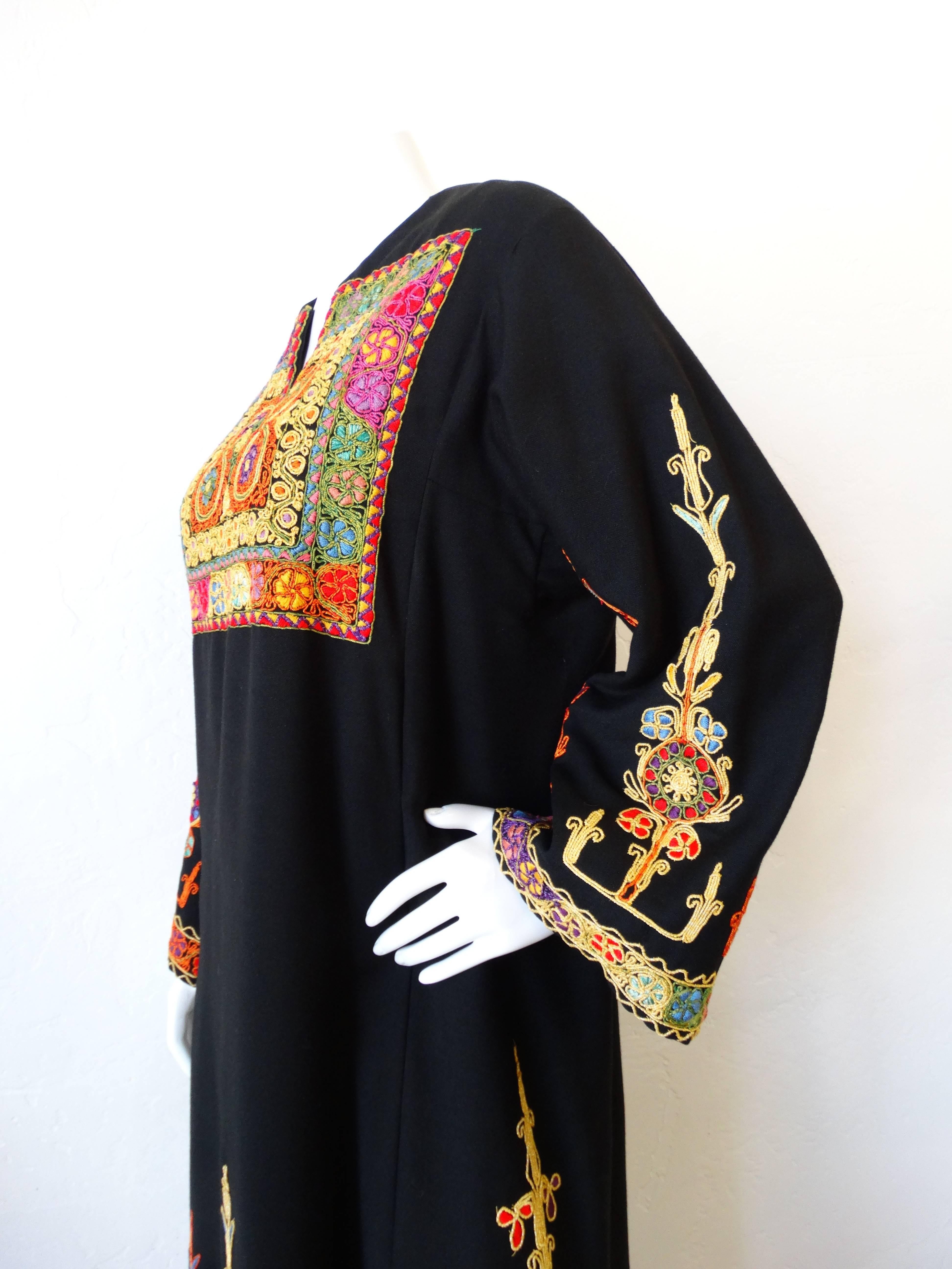 1970s Maskit Israel Embroidered Maxi Dress In Excellent Condition In Scottsdale, AZ
