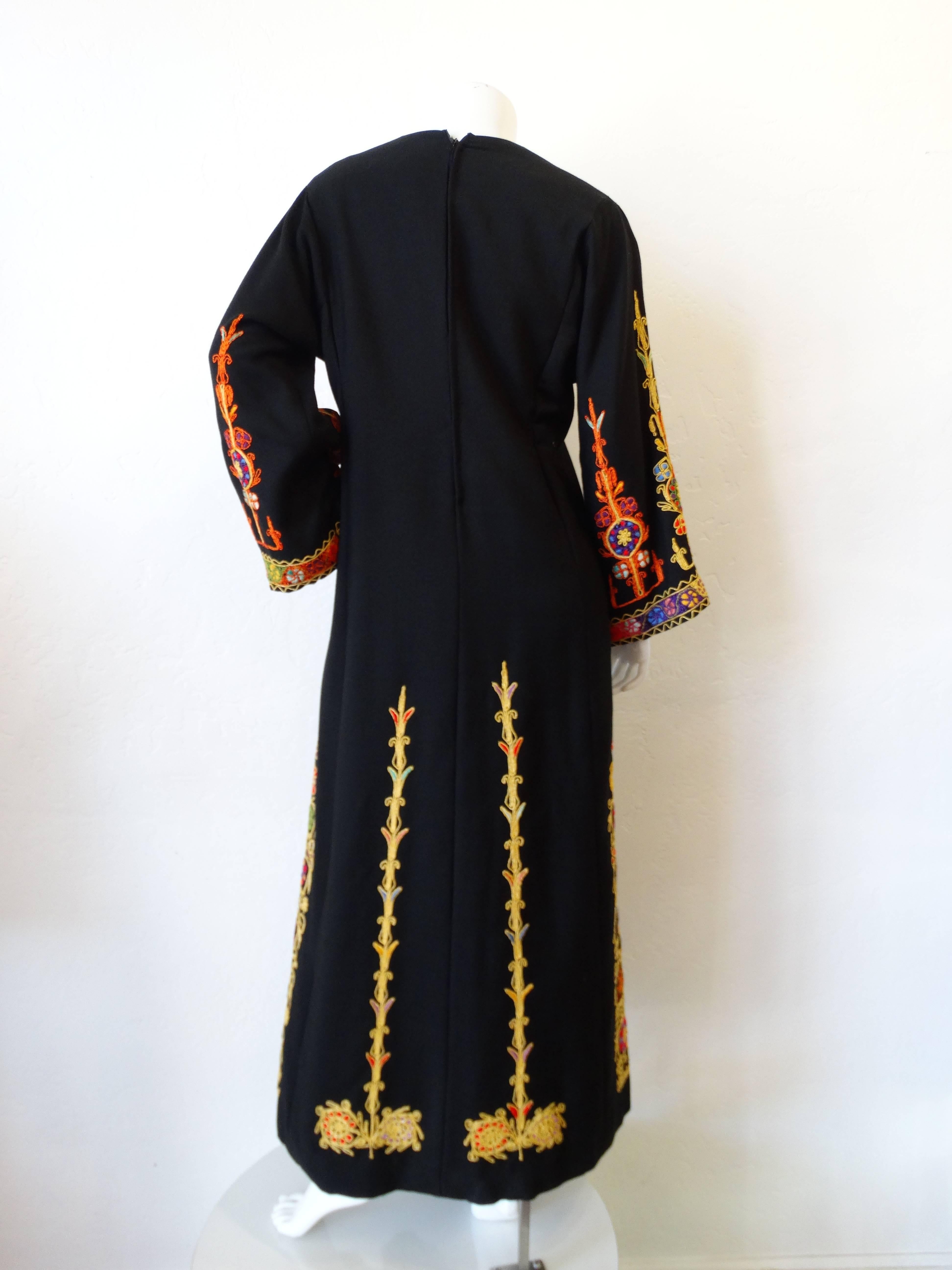 Women's 1970s Maskit Israel Embroidered Maxi Dress