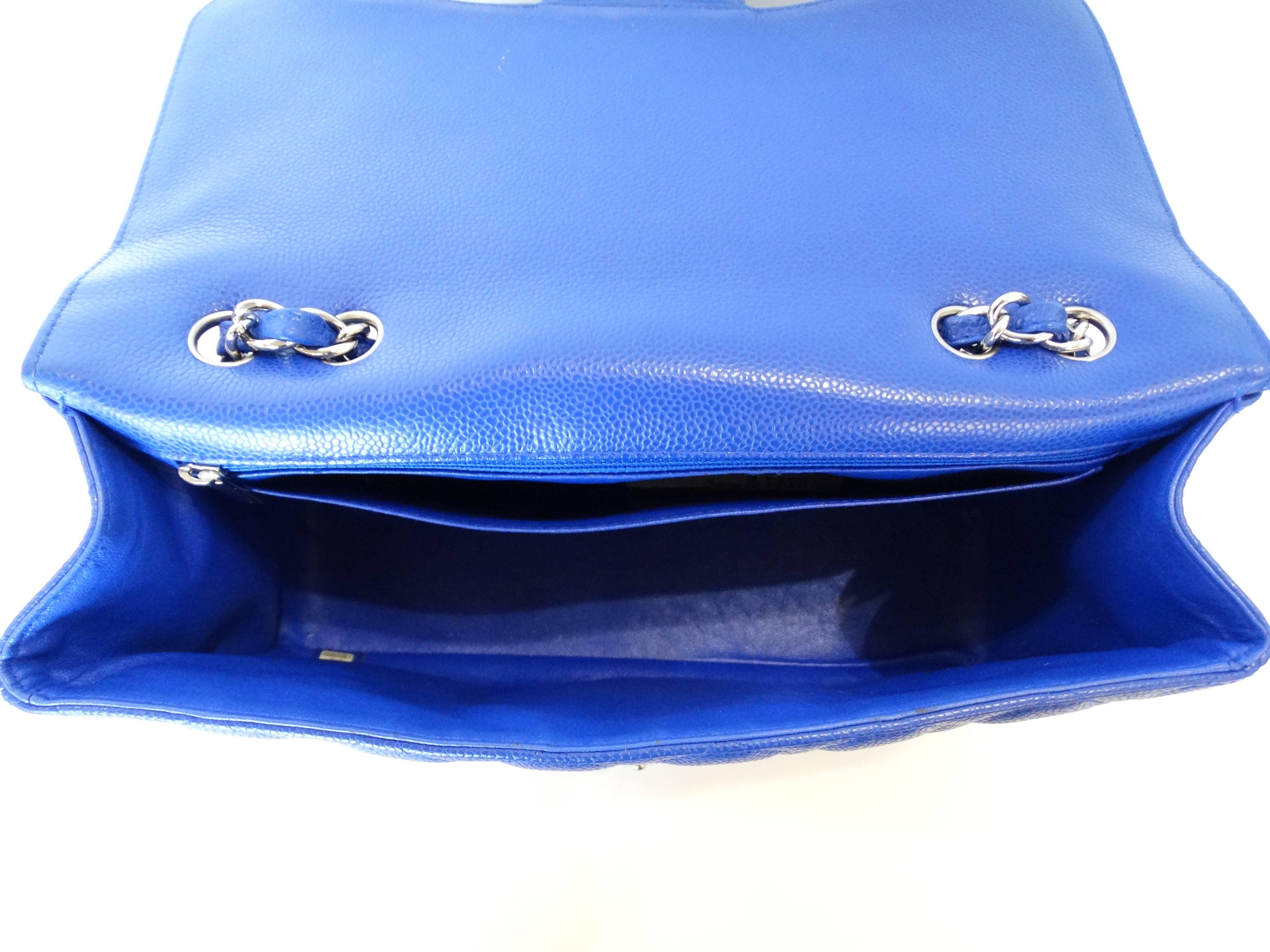 Chanel 10c Bleu Roi Caviar Jumbo Shoulder Bag, 2010   In Excellent Condition In Scottsdale, AZ