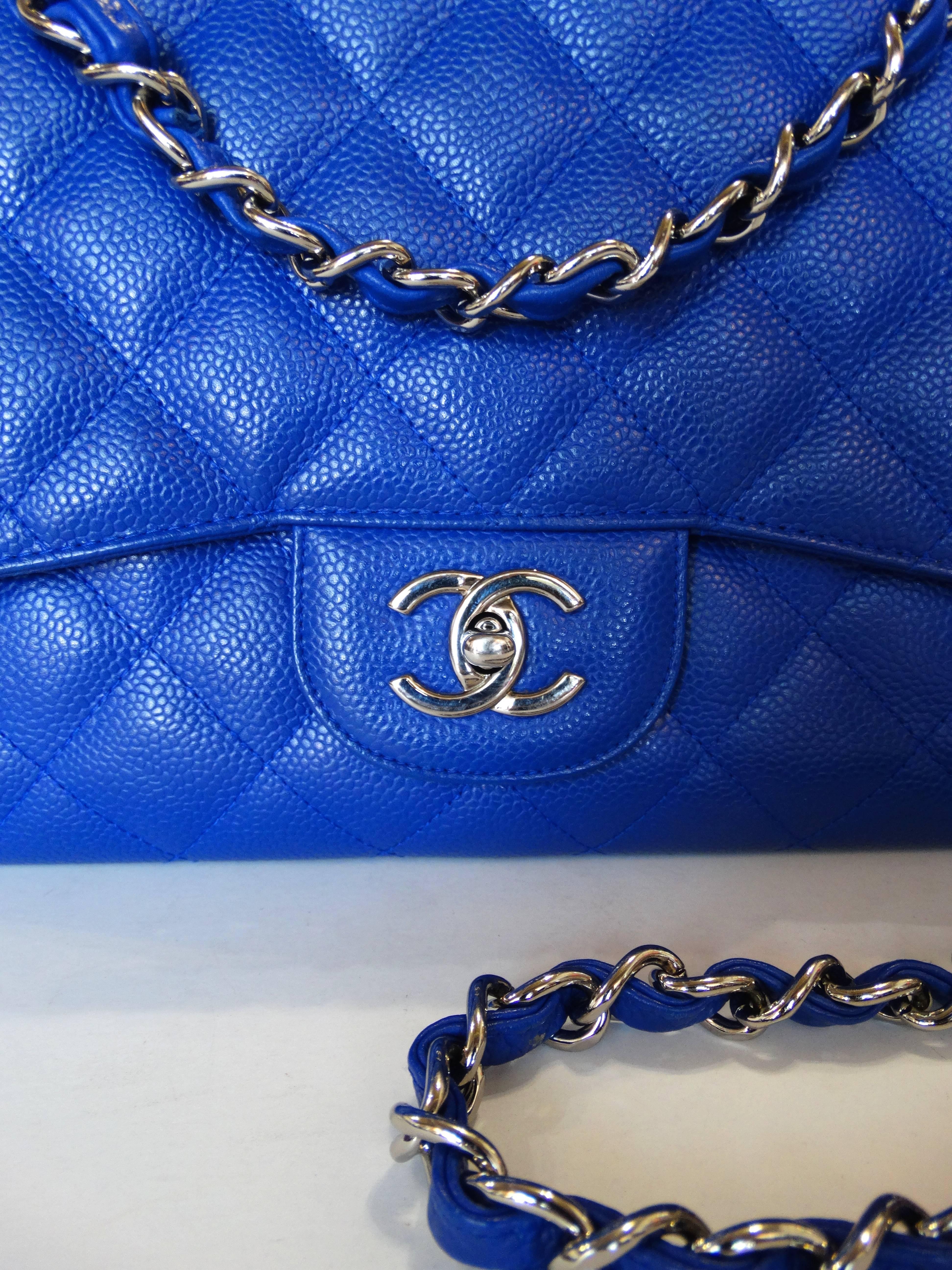 Chanel 10c Bleu Roi Caviar Jumbo Shoulder Bag, 2010   1