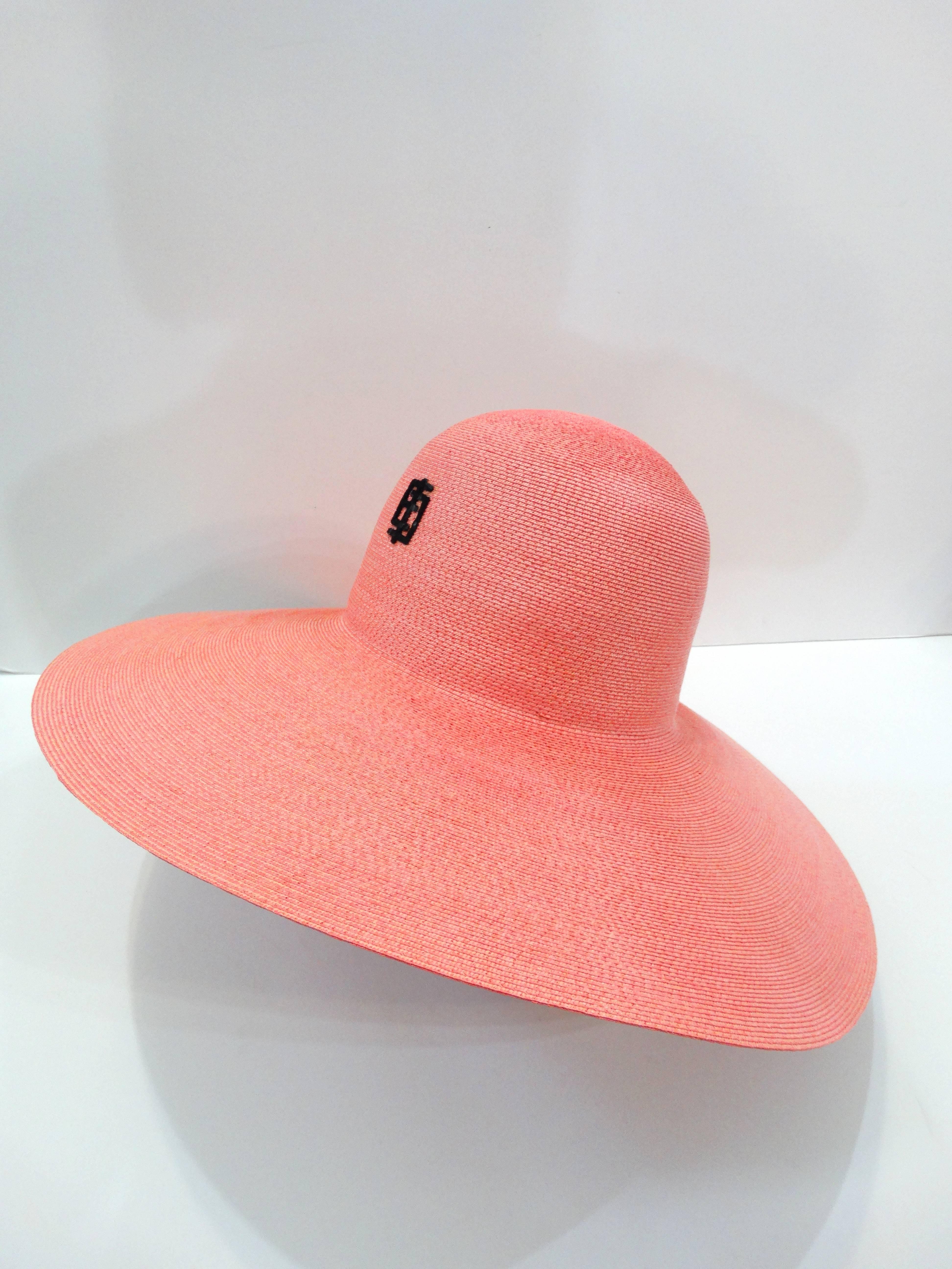 1960s Emilio Pucci Pink Straw Sun Hat In Excellent Condition In Scottsdale, AZ