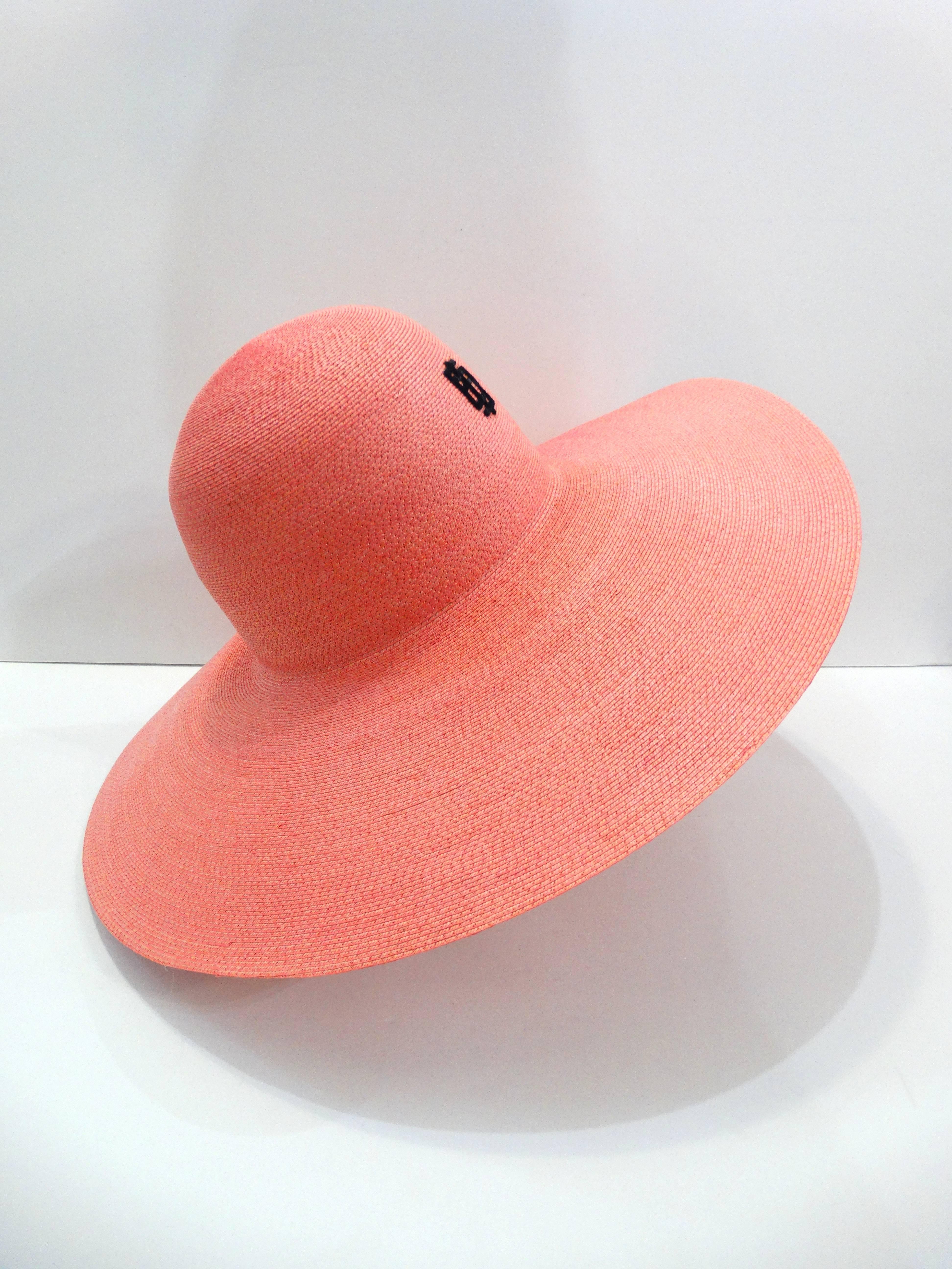 1960s Emilio Pucci Pink Straw Sun Hat 1