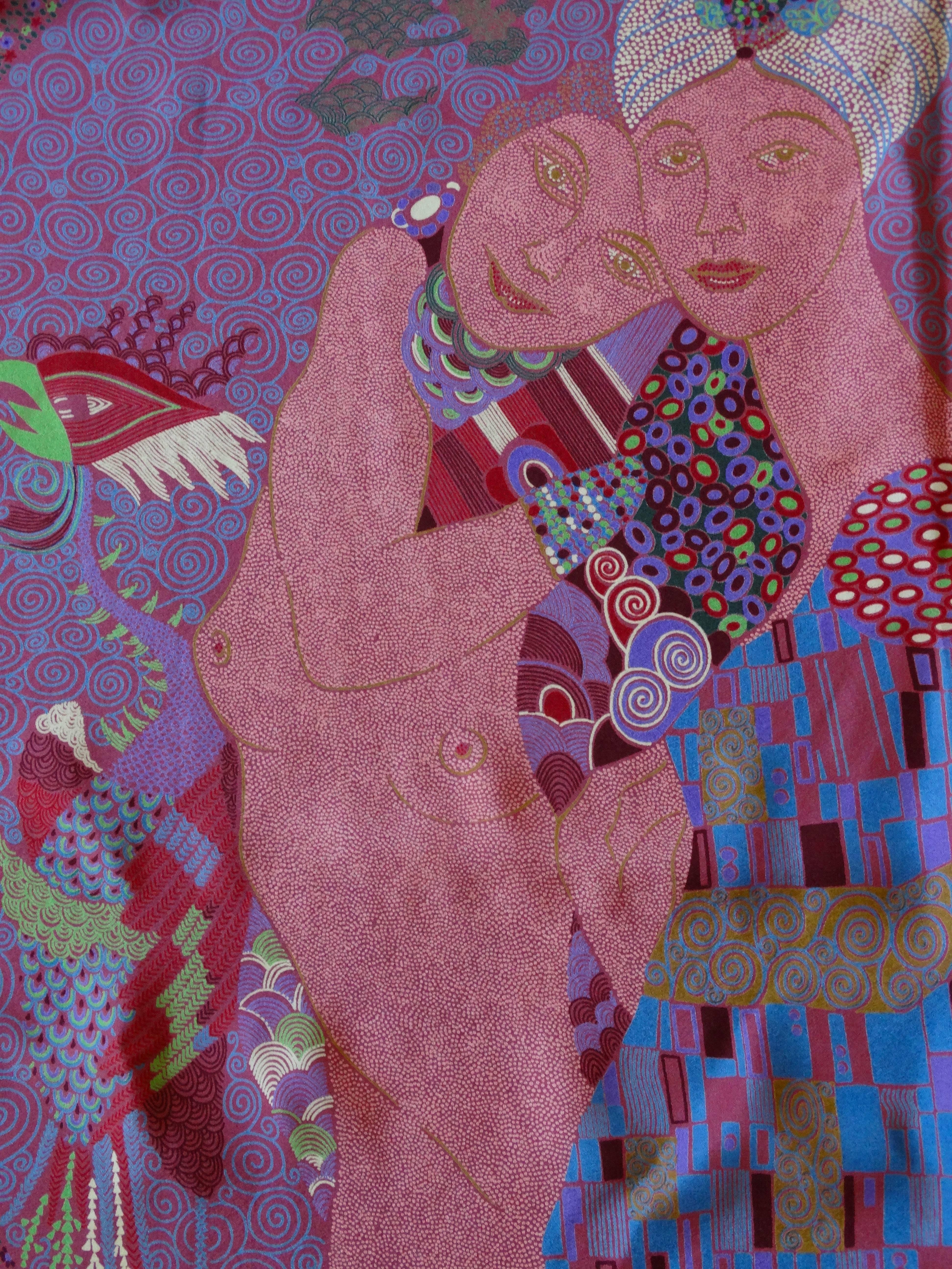 1980s Bottega Veneta Klimt Figure Scarf 3