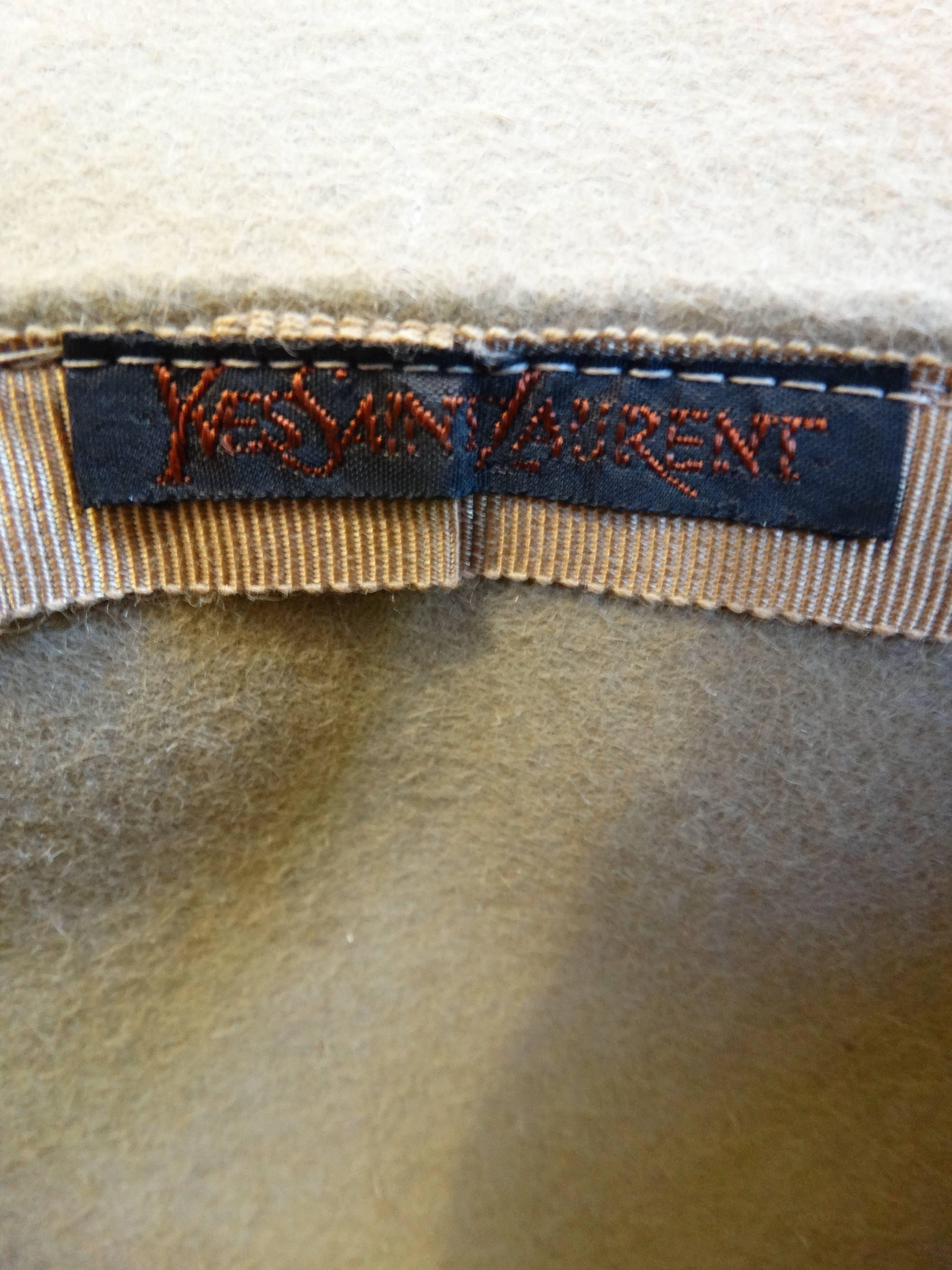 1960s Yves Saint Laurent Tan Cloche Bow Hat 1