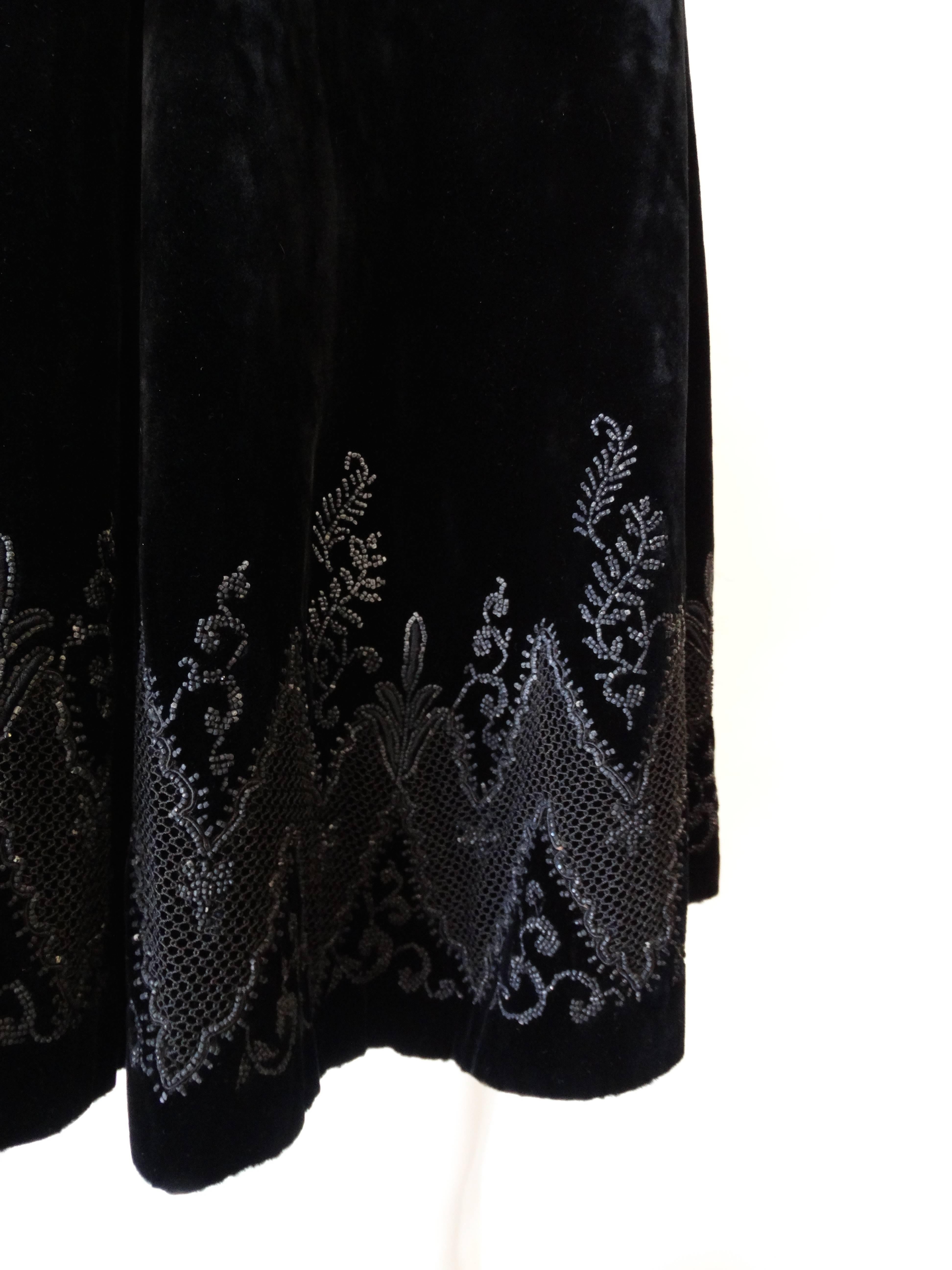 Black 1890s Victorian Era Silk Velvet Fur Cape
