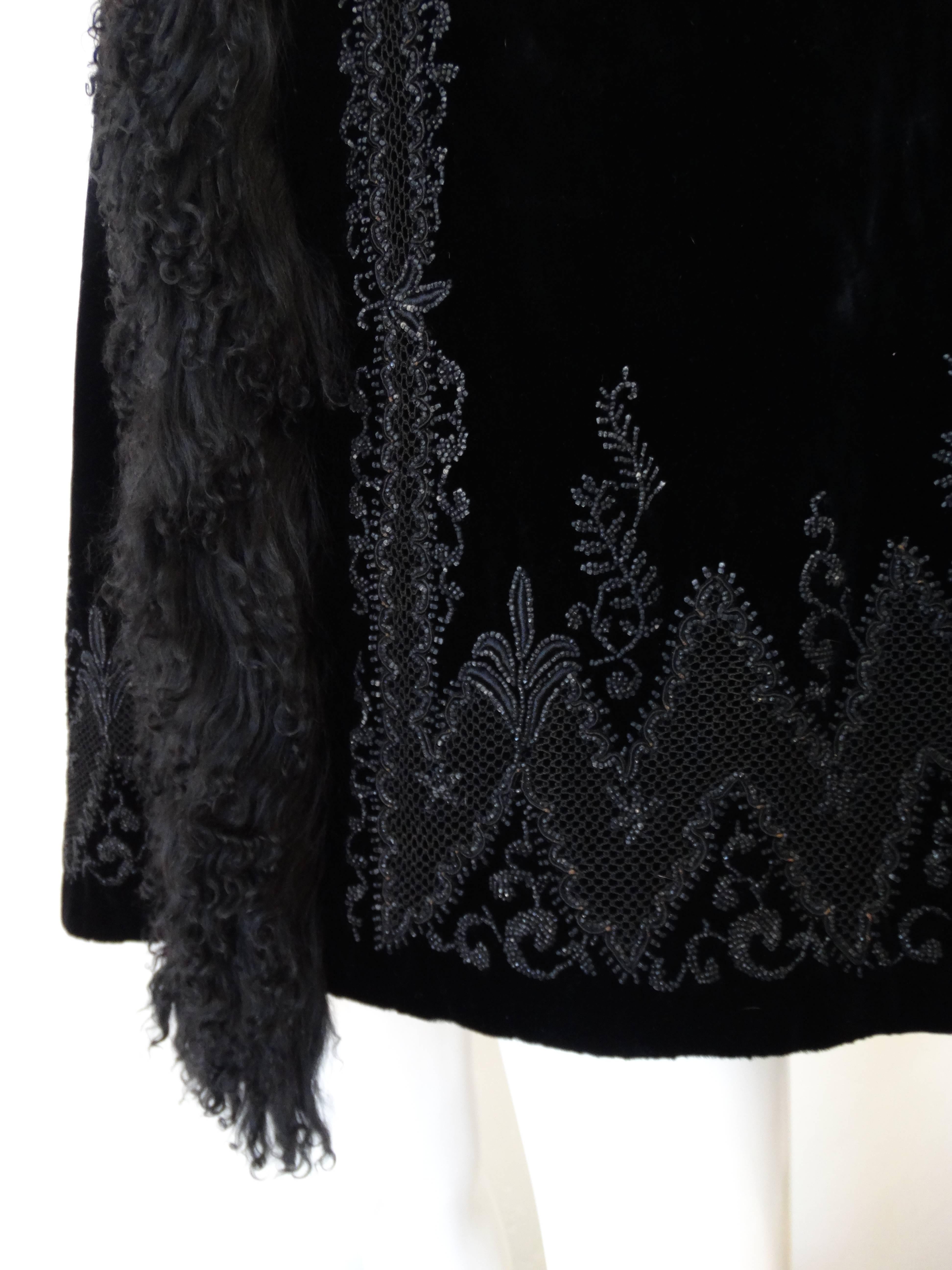 1890s Victorian Era Silk Velvet Fur Cape 1