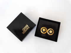 1980s Versace Medusa Head Button Earrings