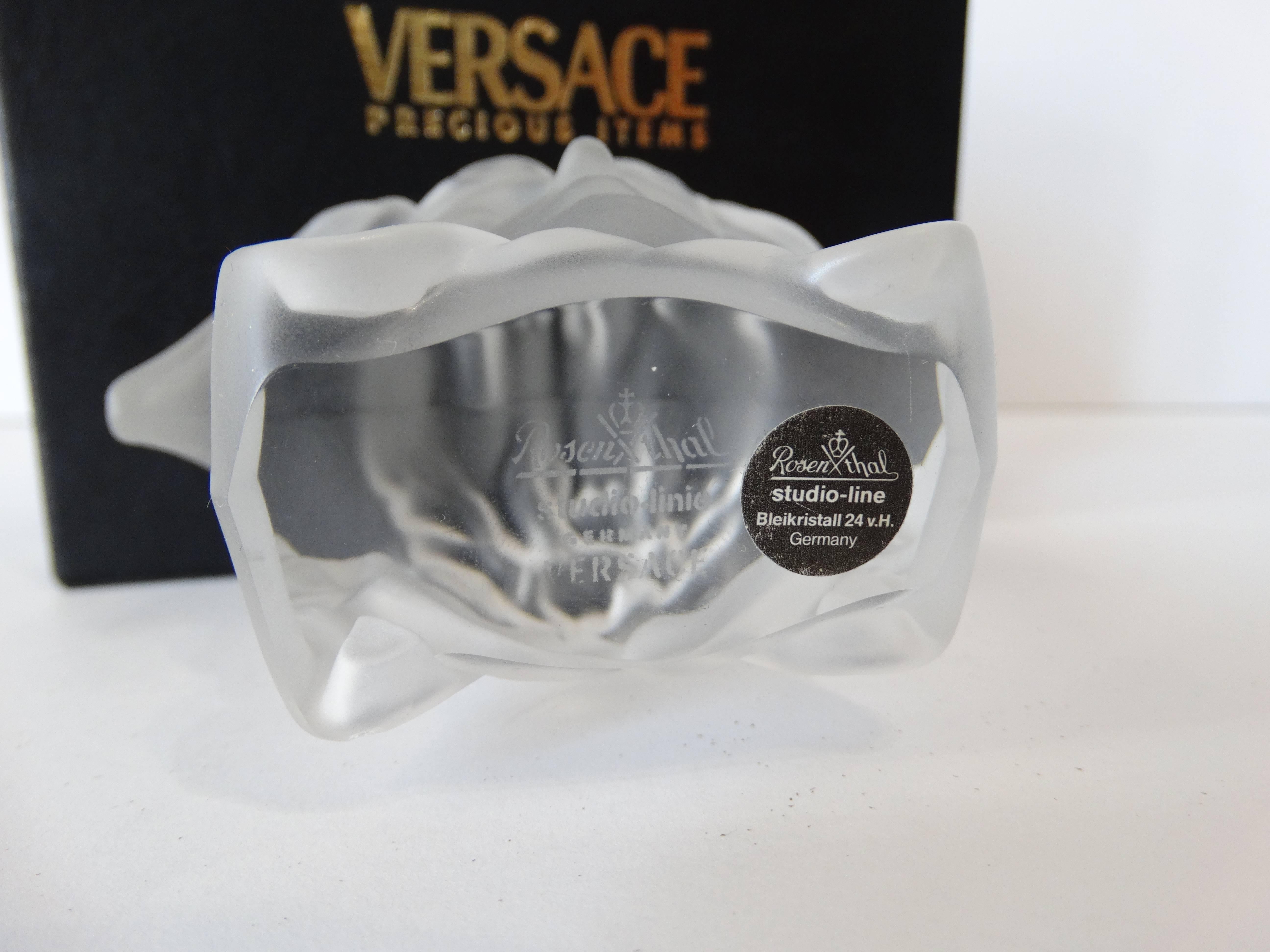 Gray Versace Medusa Head Frosted Paperweight