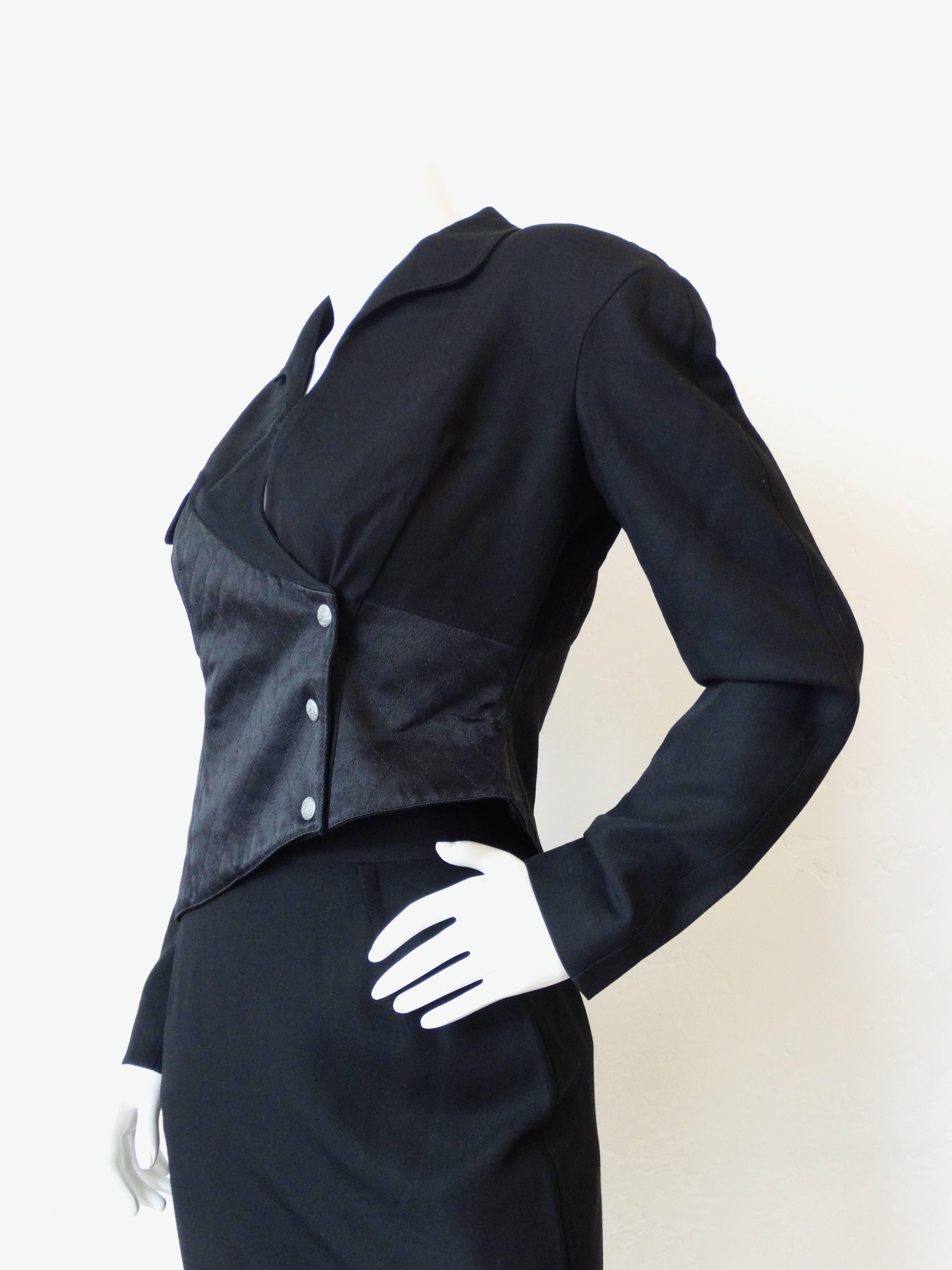 Black 1980s Thierry Mugler Asymmetrical Suit Set For Sale