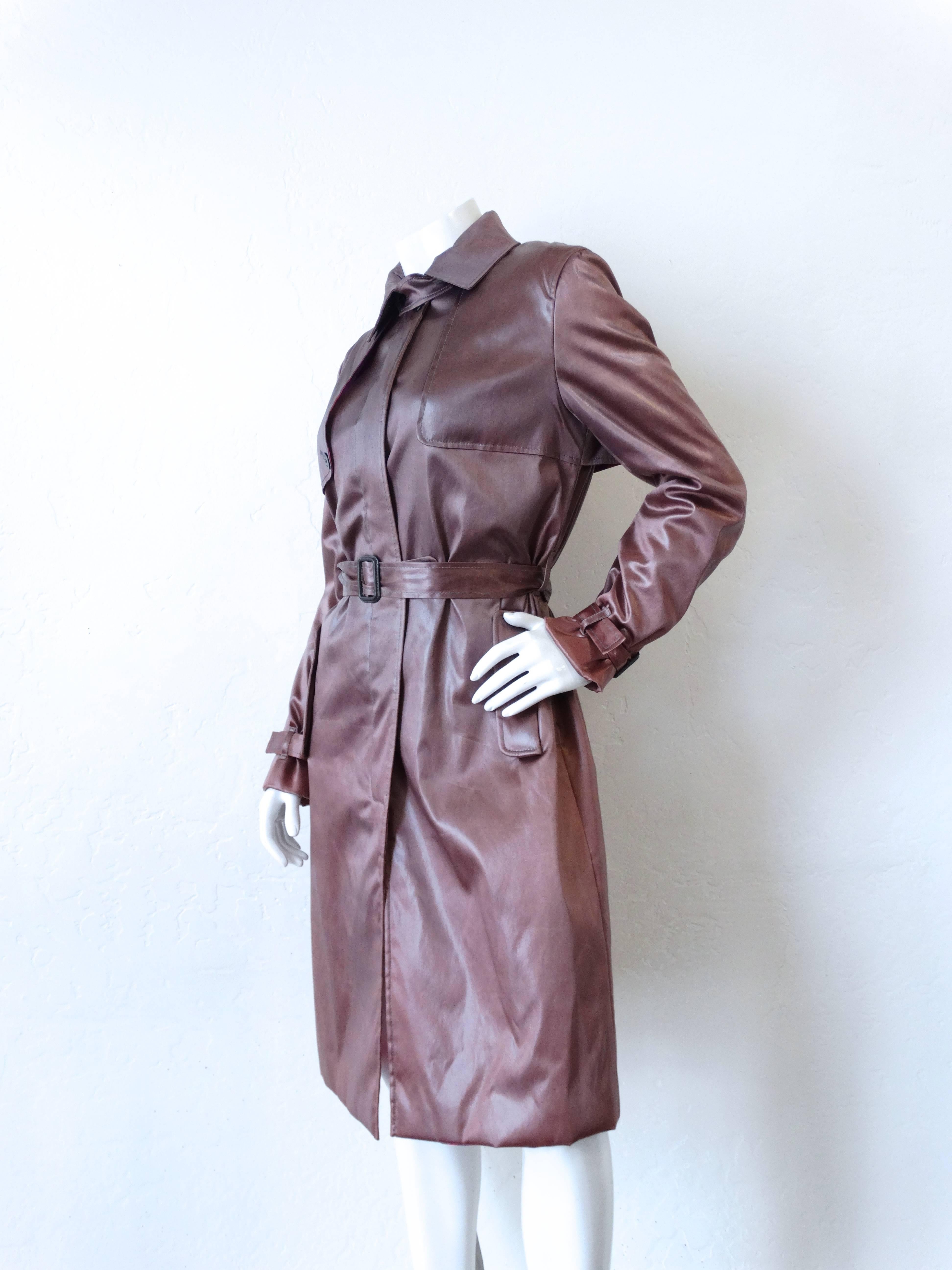 1990s Emilio Pucci Dusty Lilac Satin Trenchcoat  In Excellent Condition In Scottsdale, AZ