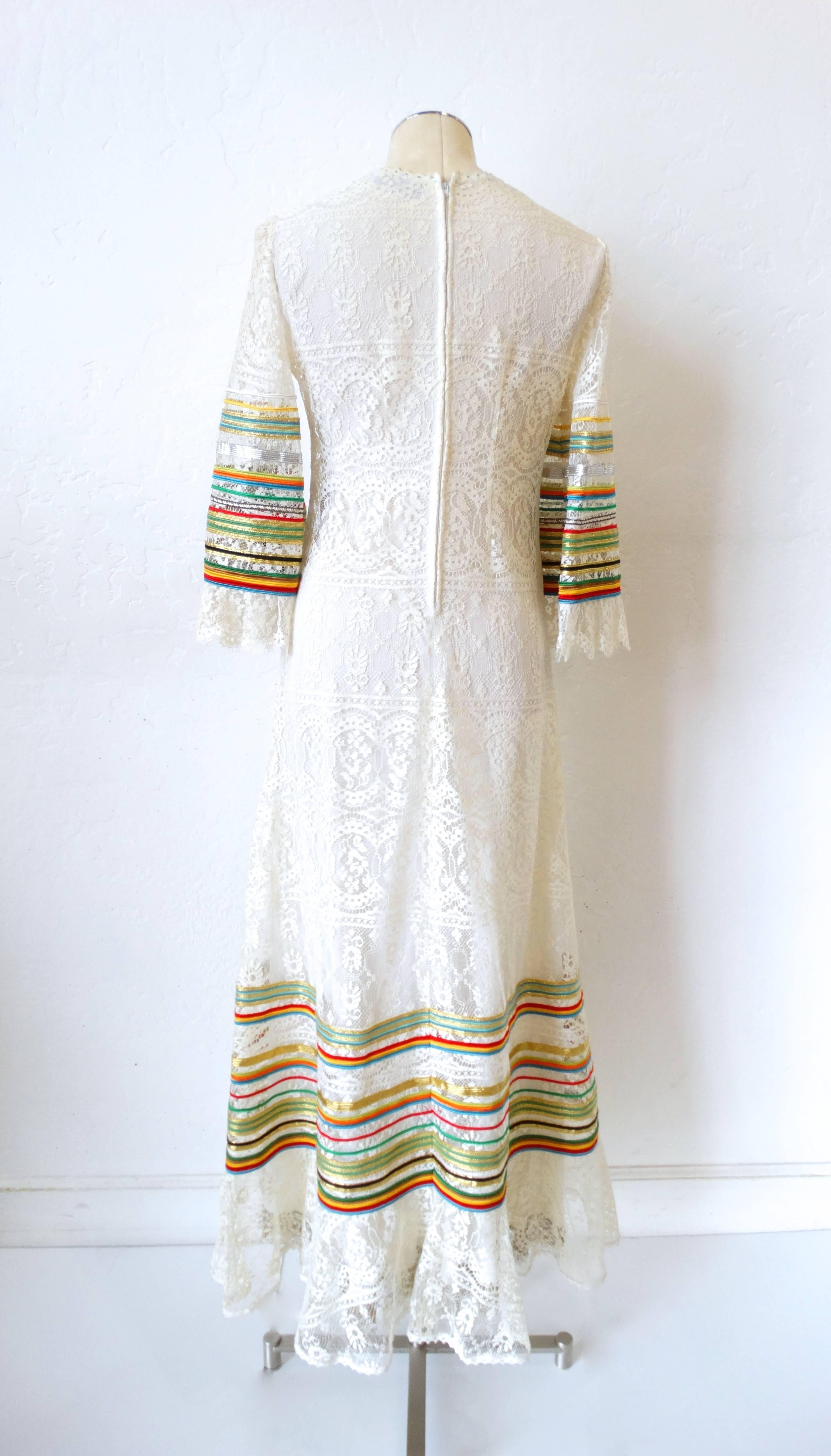1970s Sant Angelo Lace Ribbon Maxi Dress  In Excellent Condition In Scottsdale, AZ