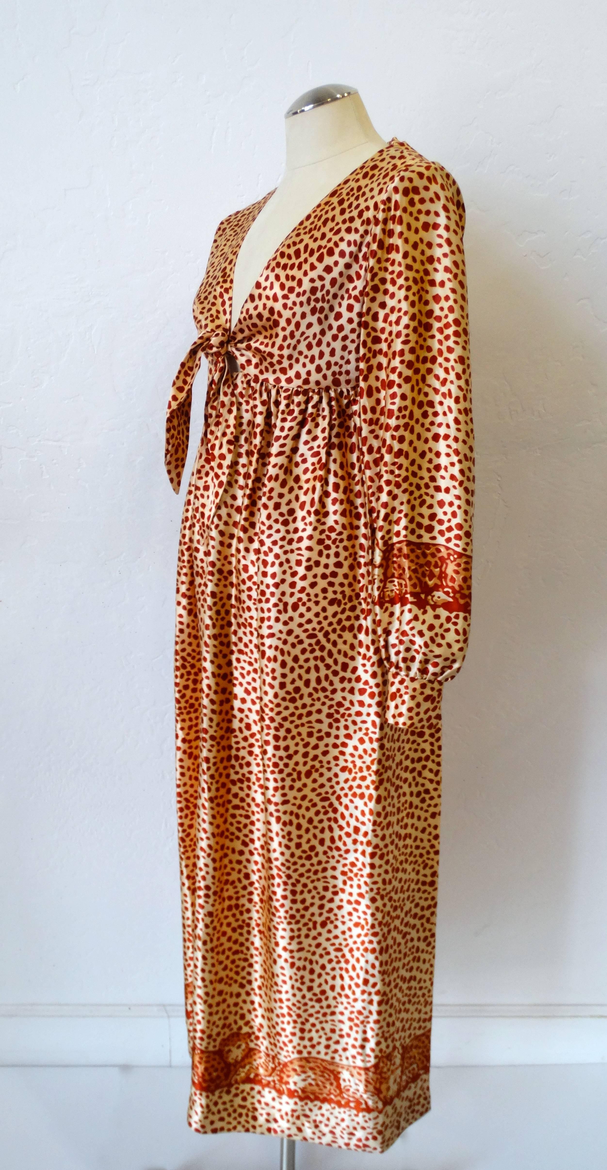 1970s Saks Fifth Avenue Satin Leopard Gown 2