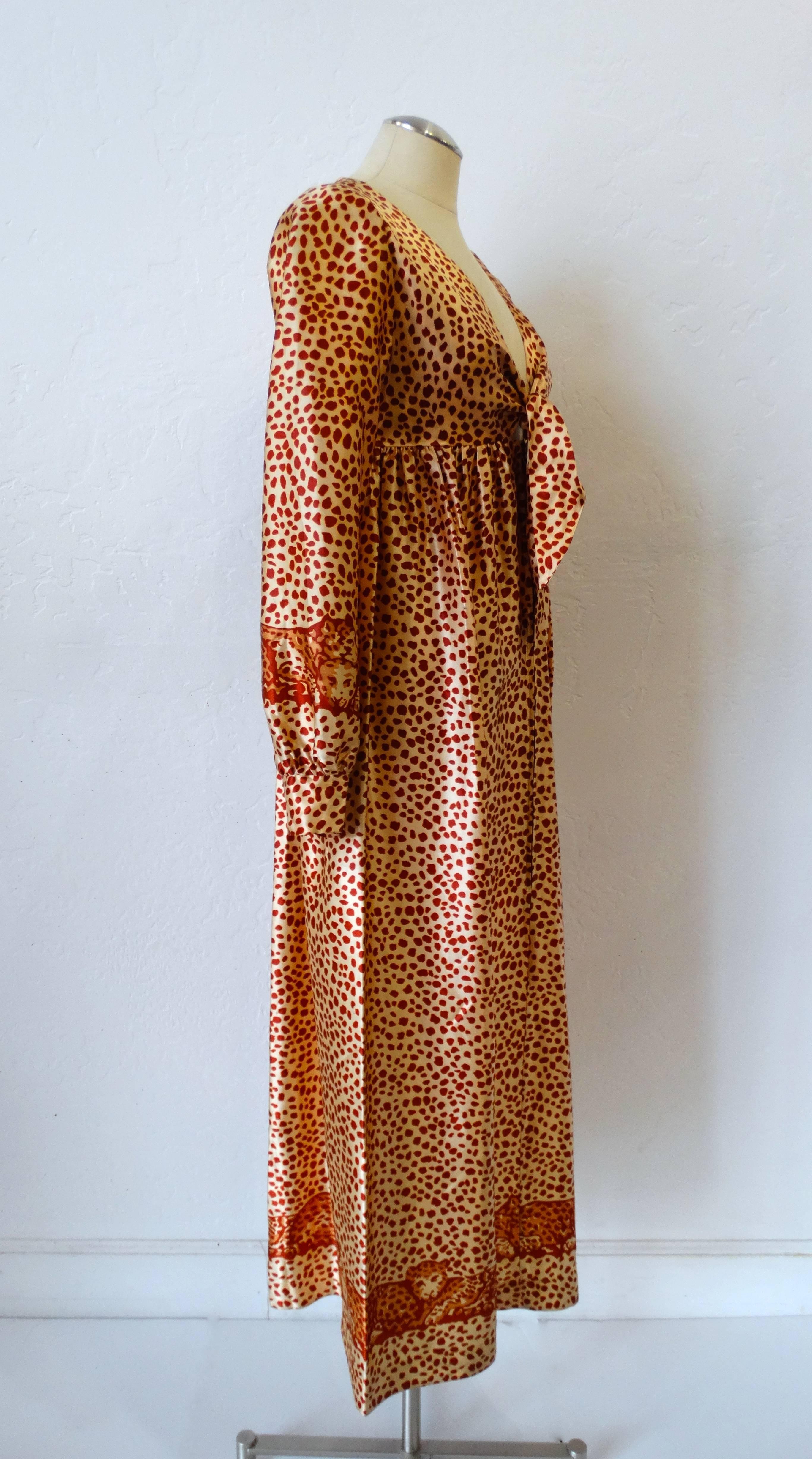 1970s Saks Fifth Avenue Satin Leopard Gown In Excellent Condition In Scottsdale, AZ
