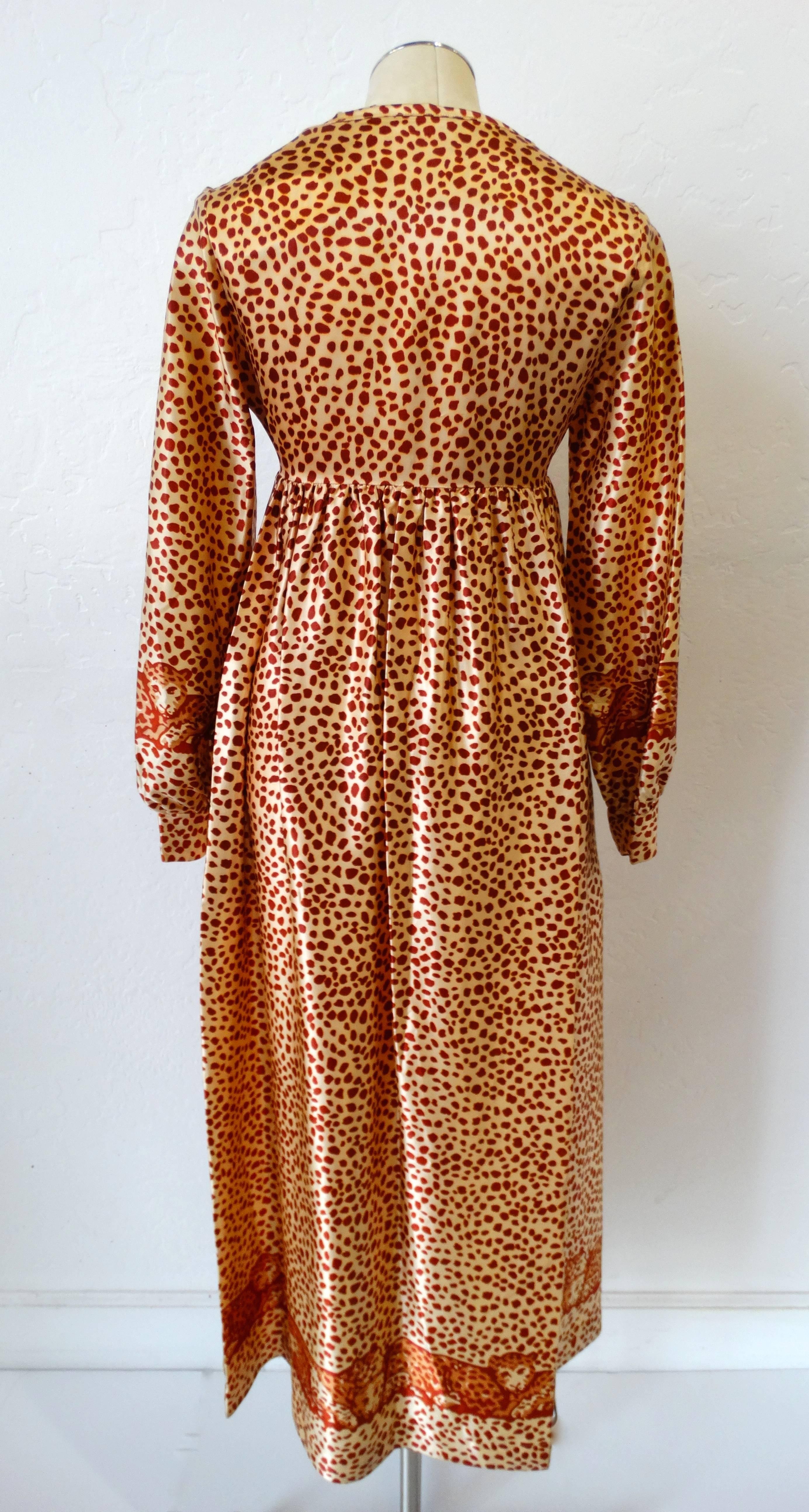 1970s Saks Fifth Avenue Satin Leopard Gown 1