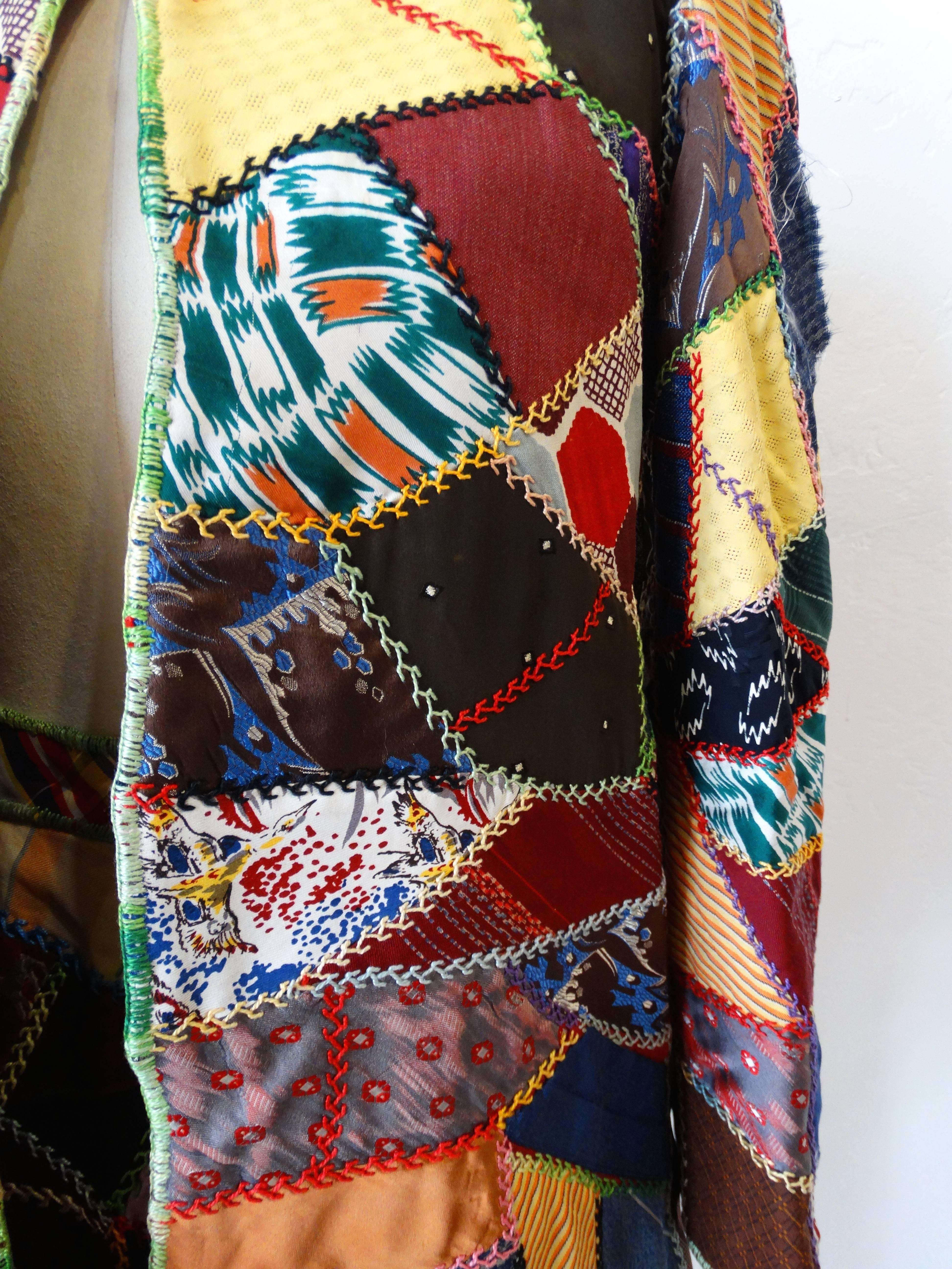 Black 1970s Patchwork Skirt & Jacket Set