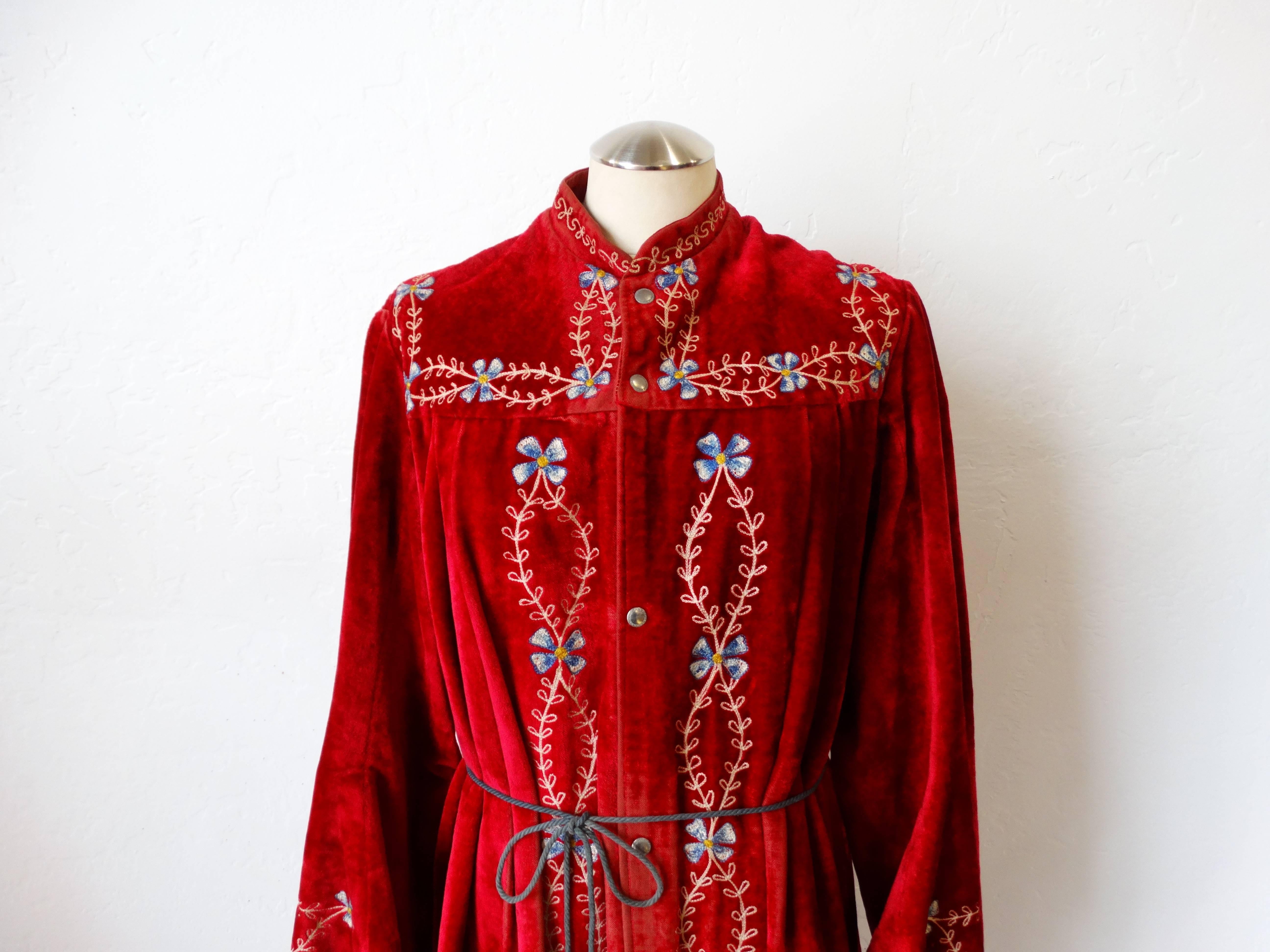 Red Early 1900s Velvet Angel Sleeve Gown