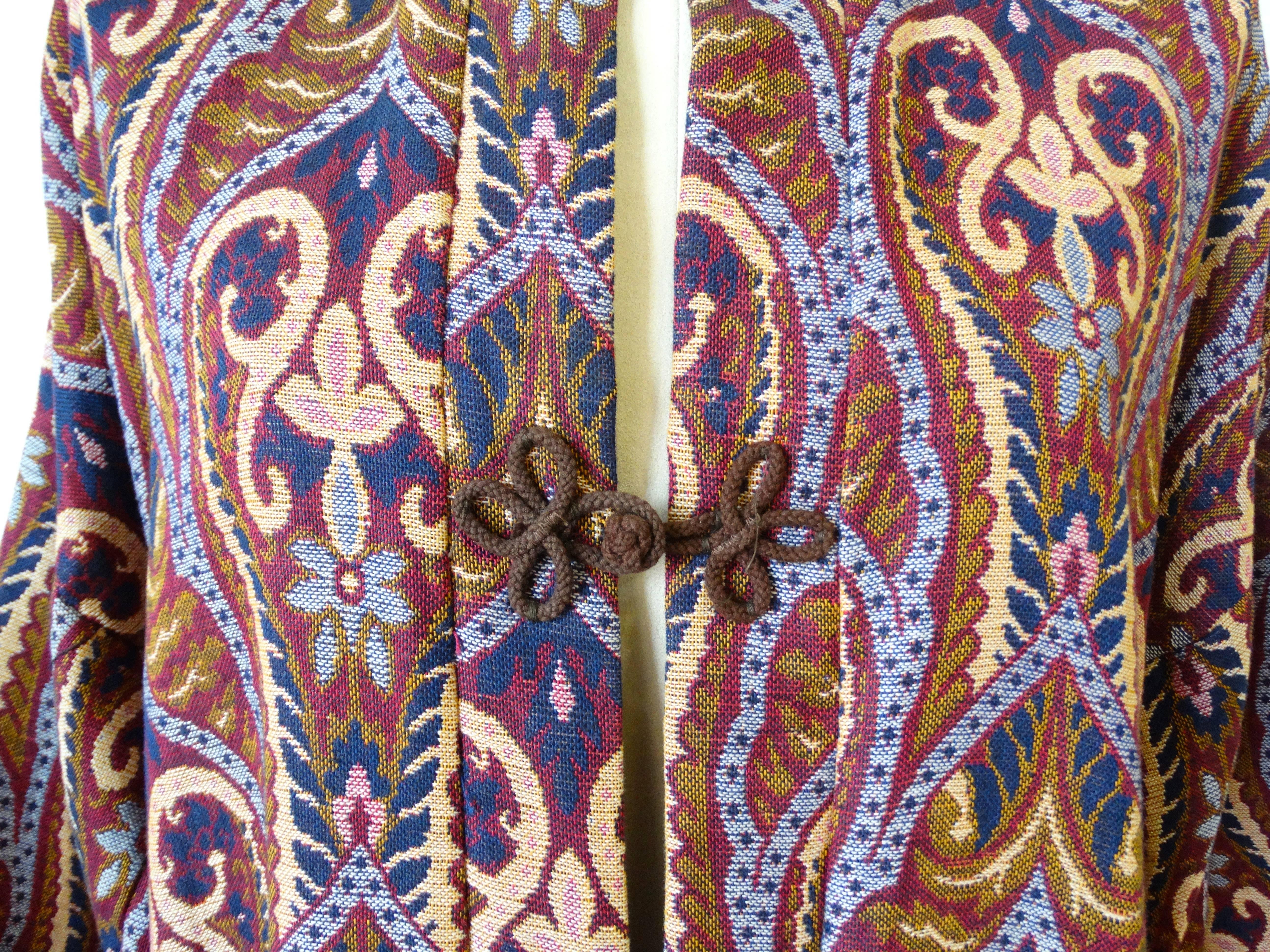 Black 1970s Tapestry Bell Sleeve Kaftan