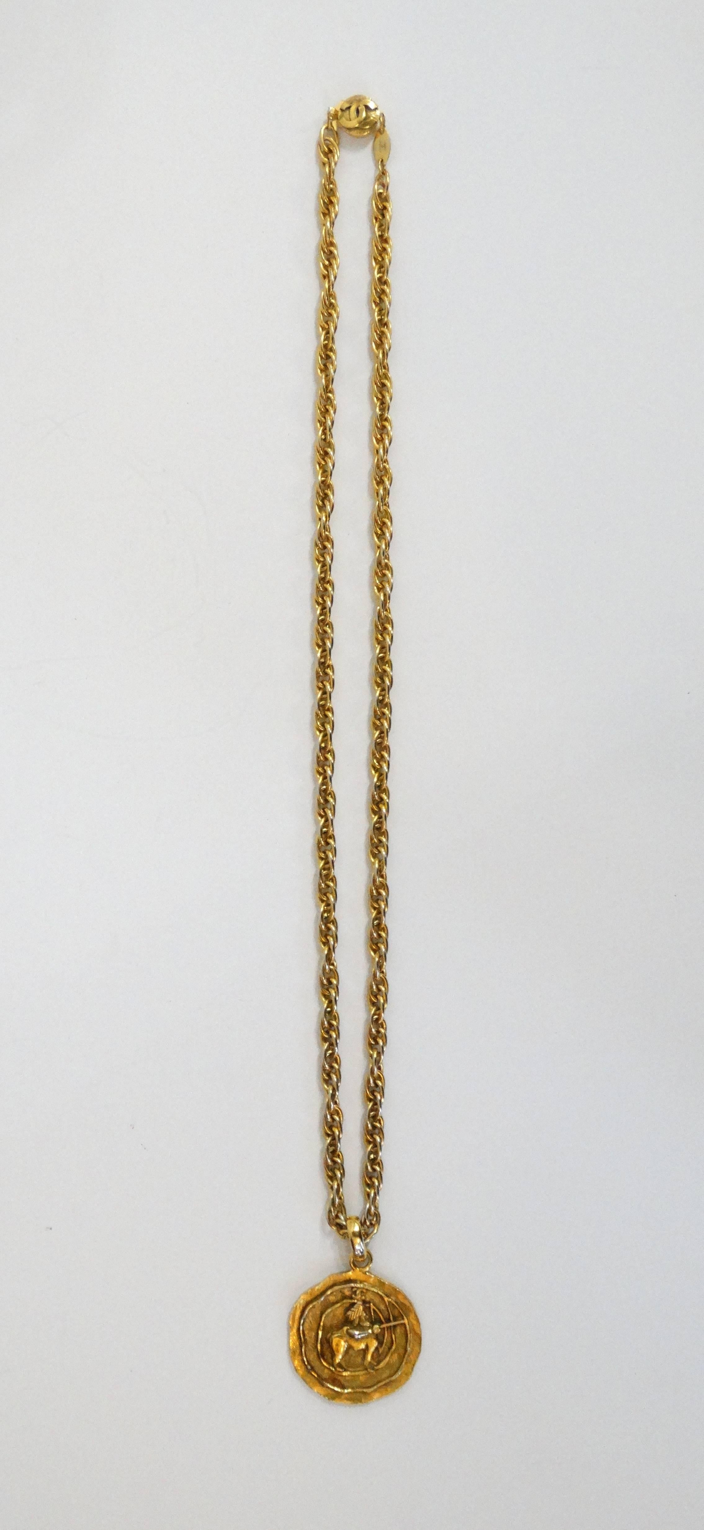 1984 Chanel Sagittarius Zodiac Medallion Necklace   In Excellent Condition In Scottsdale, AZ
