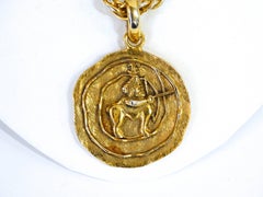 1984 Chanel Sagittarius Zodiac Medallion Necklace