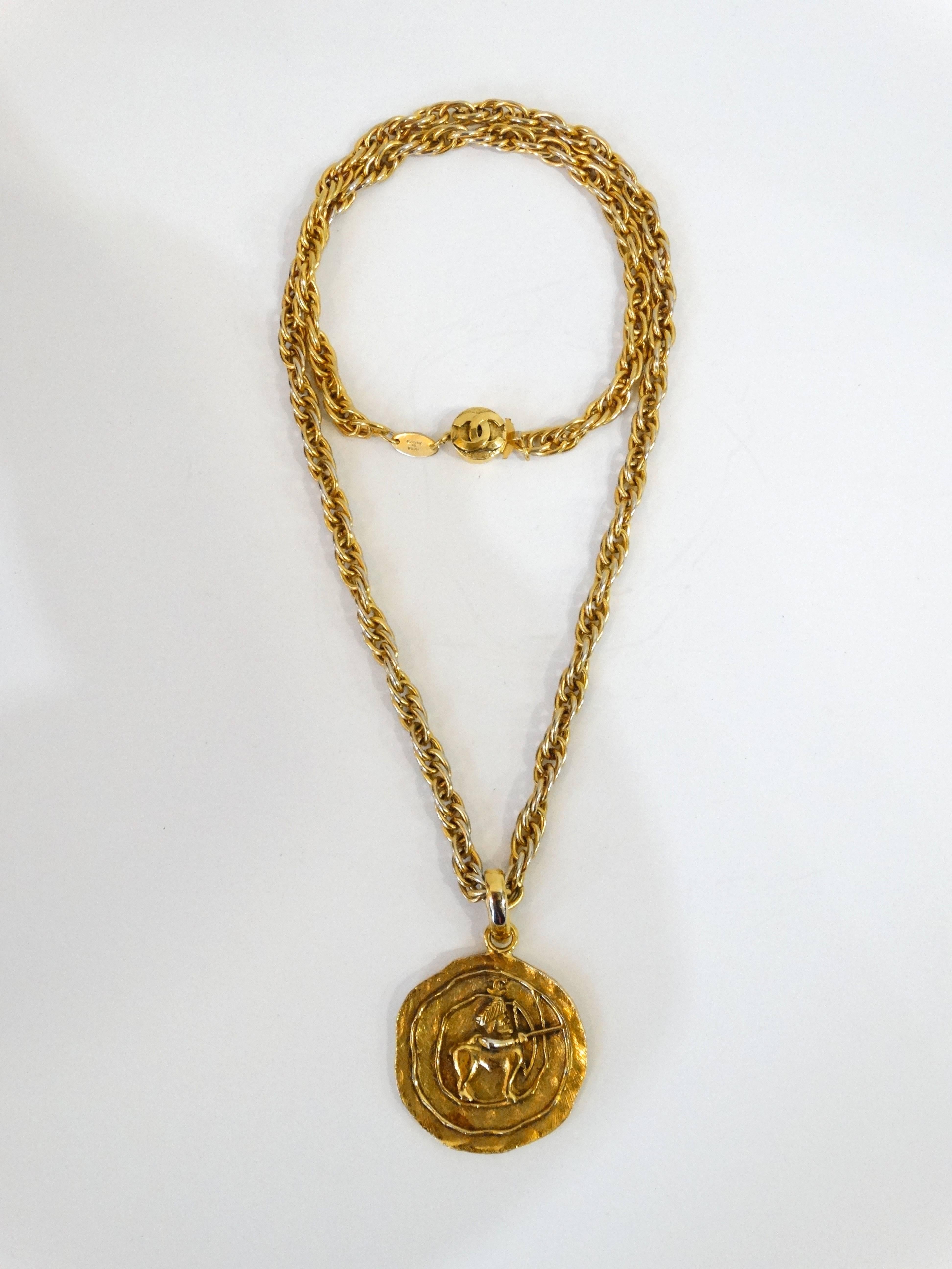 1984 Chanel Sagittarius Zodiac Medallion Necklace   1
