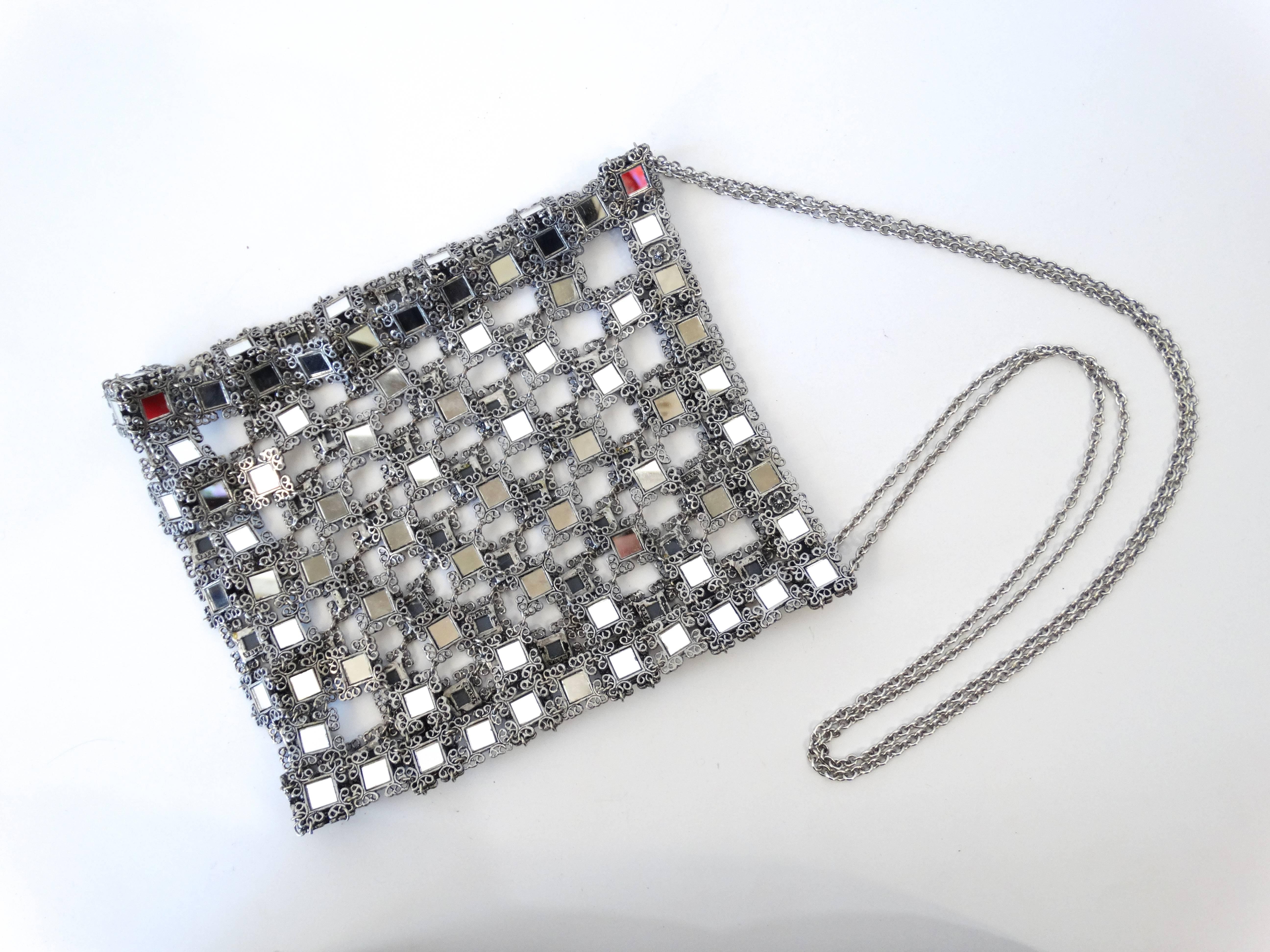Gray 1990s Clara Kasavina Mirrored Evening Bag
