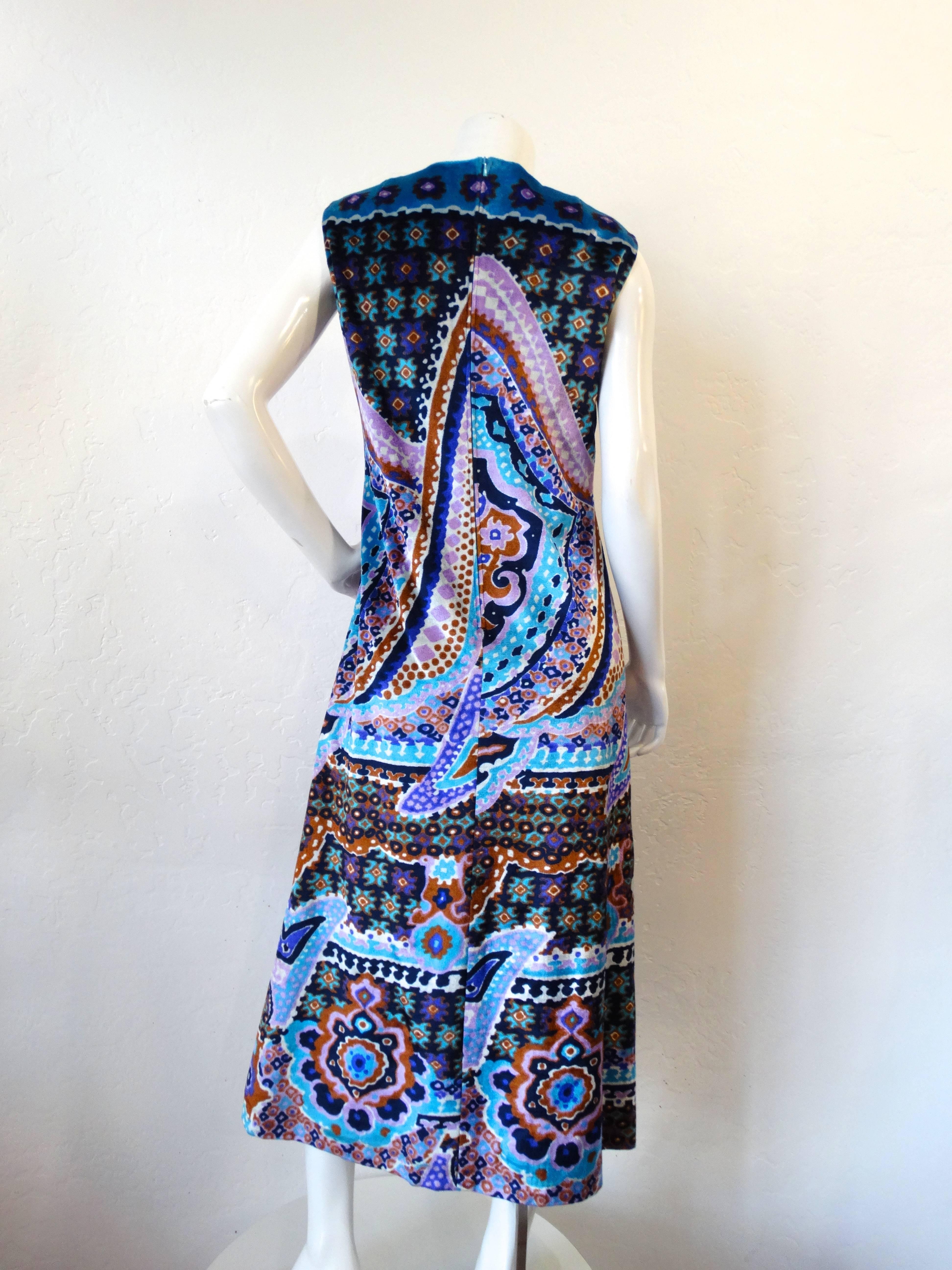 1960s Jacques Esterel Velvet Tapestry Maxi Gown In Excellent Condition In Scottsdale, AZ