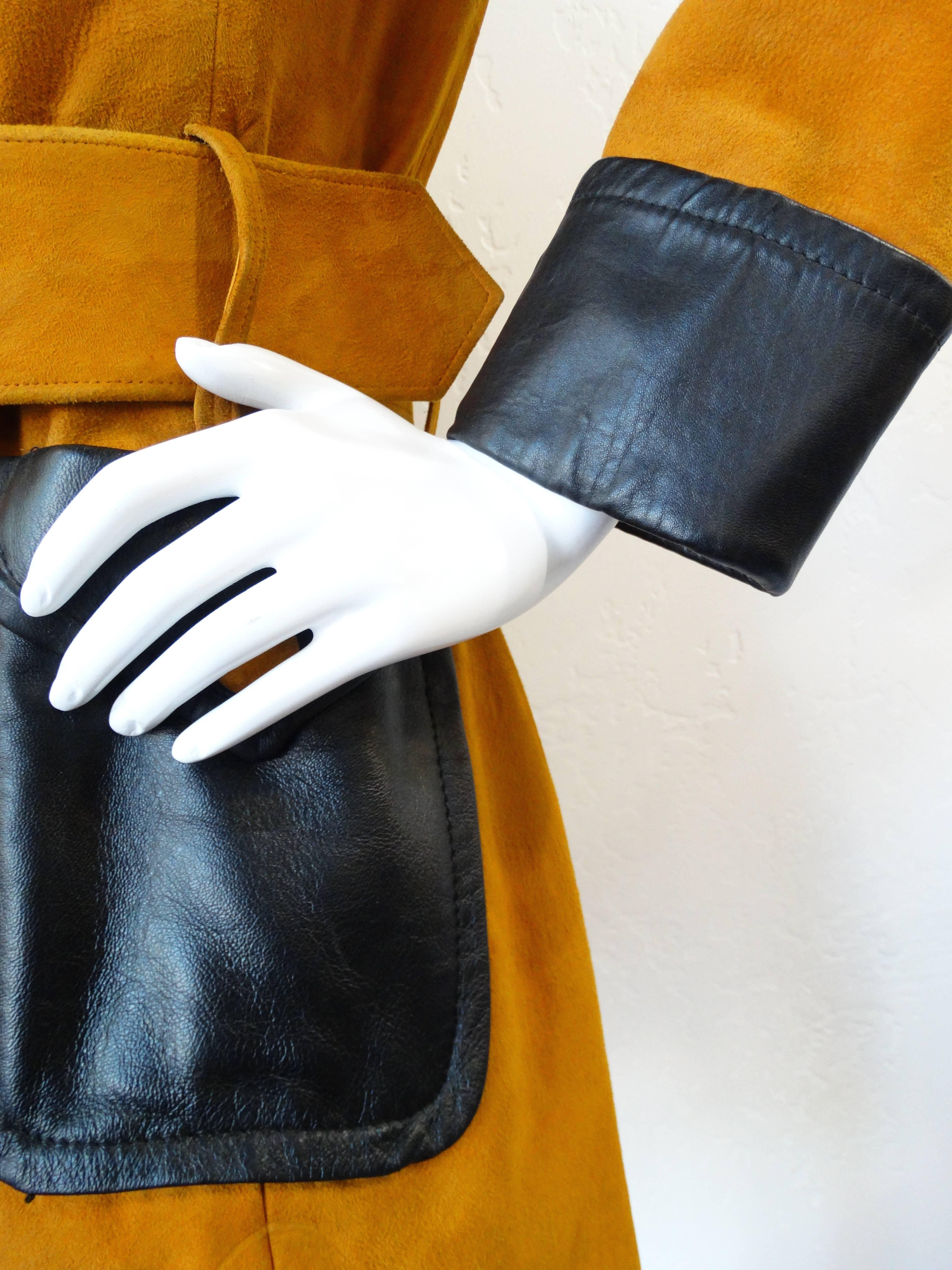 Women's 1970s Suede & Leather Double Breasted Jacket 