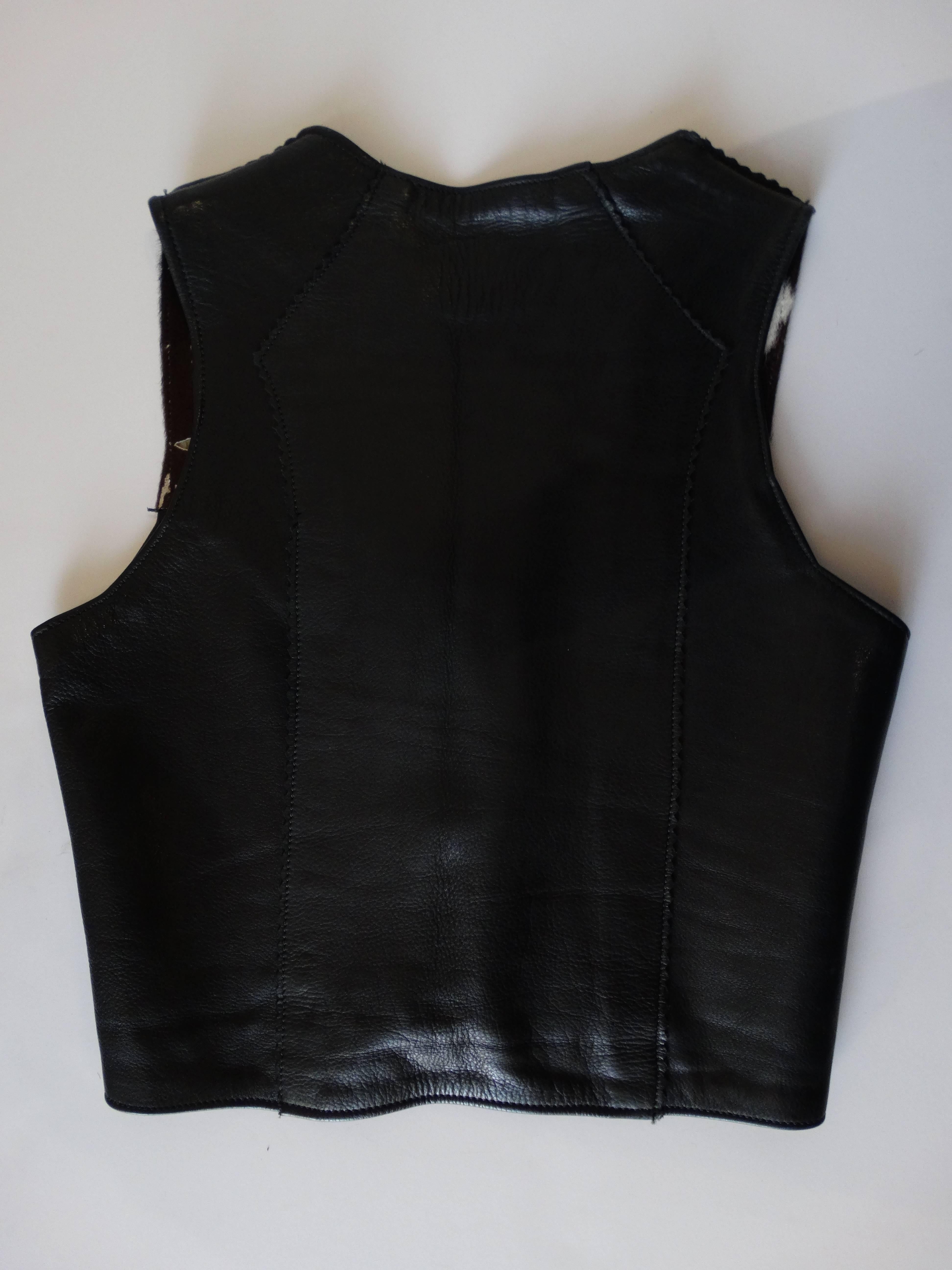 Men's 1990s Western Wear Cow Hide Vest