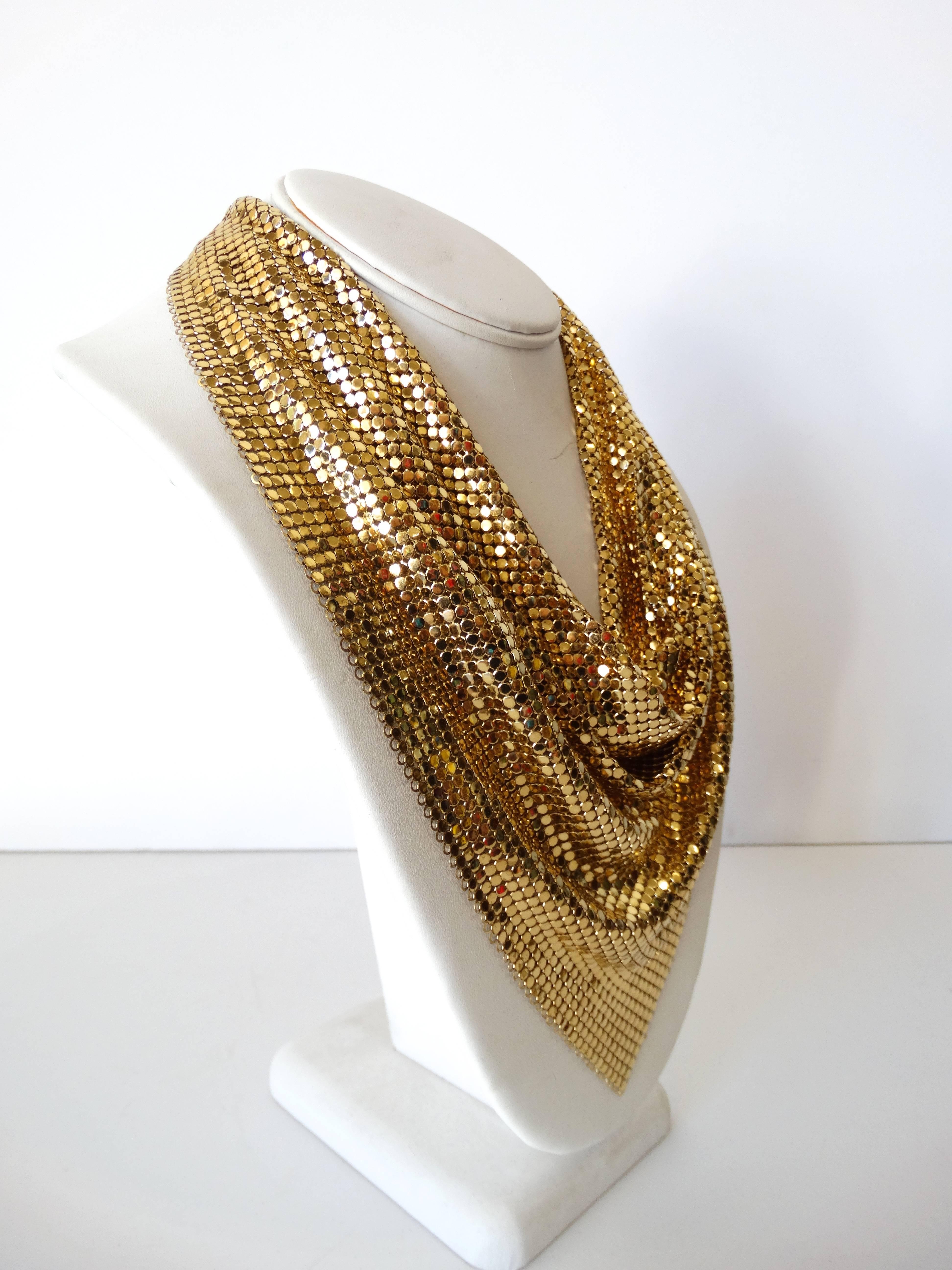 1970s Whiting & Davis Gold Bib Scarf Necklace  In Excellent Condition In Scottsdale, AZ