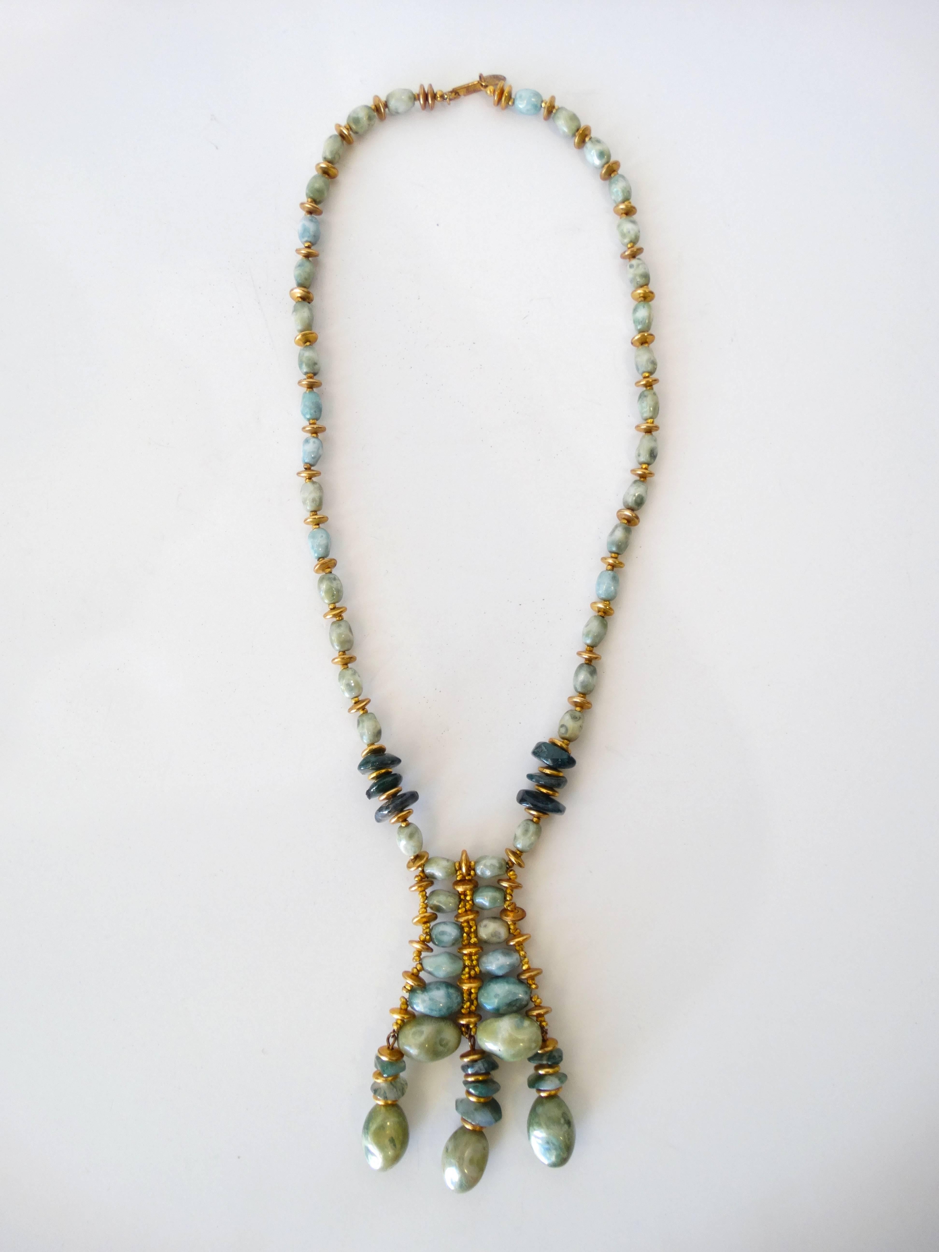 Miriam Haskell Stone Pendant Necklace  1