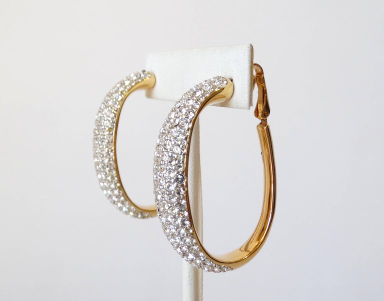 Vintage Swarovski Crystal Hoop Earrings at 1stDibs