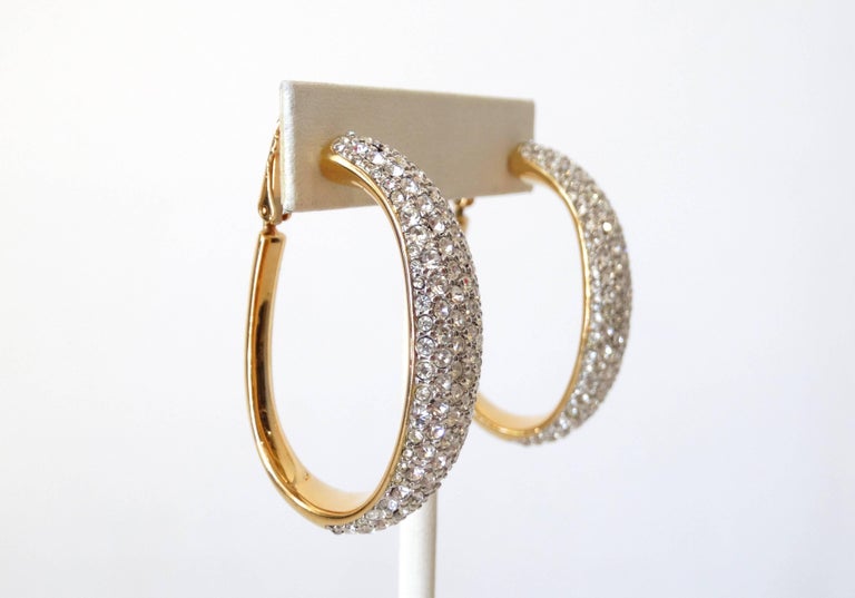 Vintage Swarovski Crystal Hoop Earrings at 1stDibs