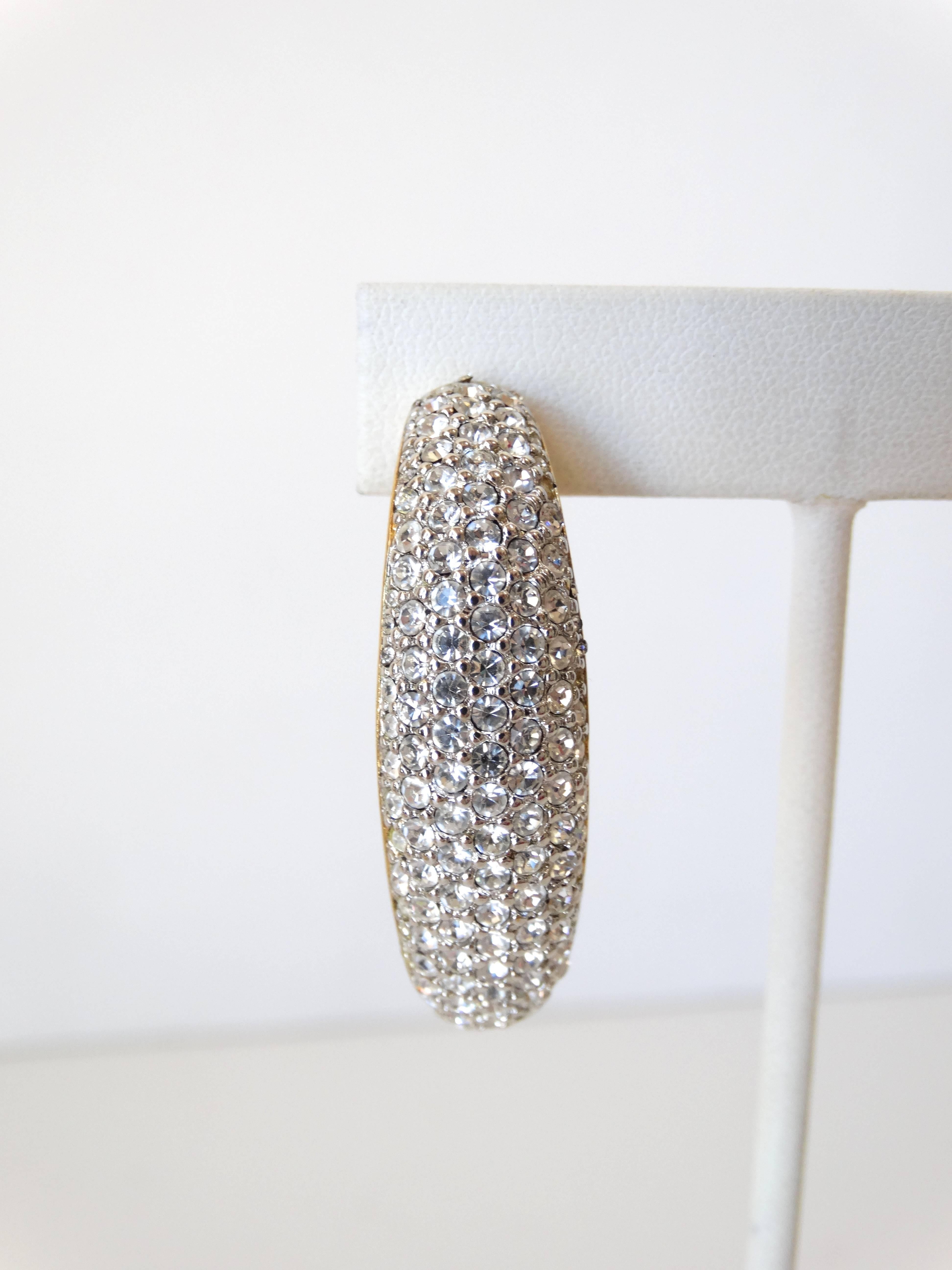 Vintage Swarovski Crystal Hoop Earrings In Excellent Condition In Scottsdale, AZ