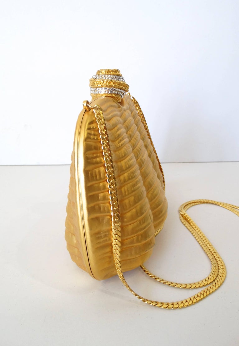 Gold Metal Clamshell Evening Bag at 1stDibs gold evening bag