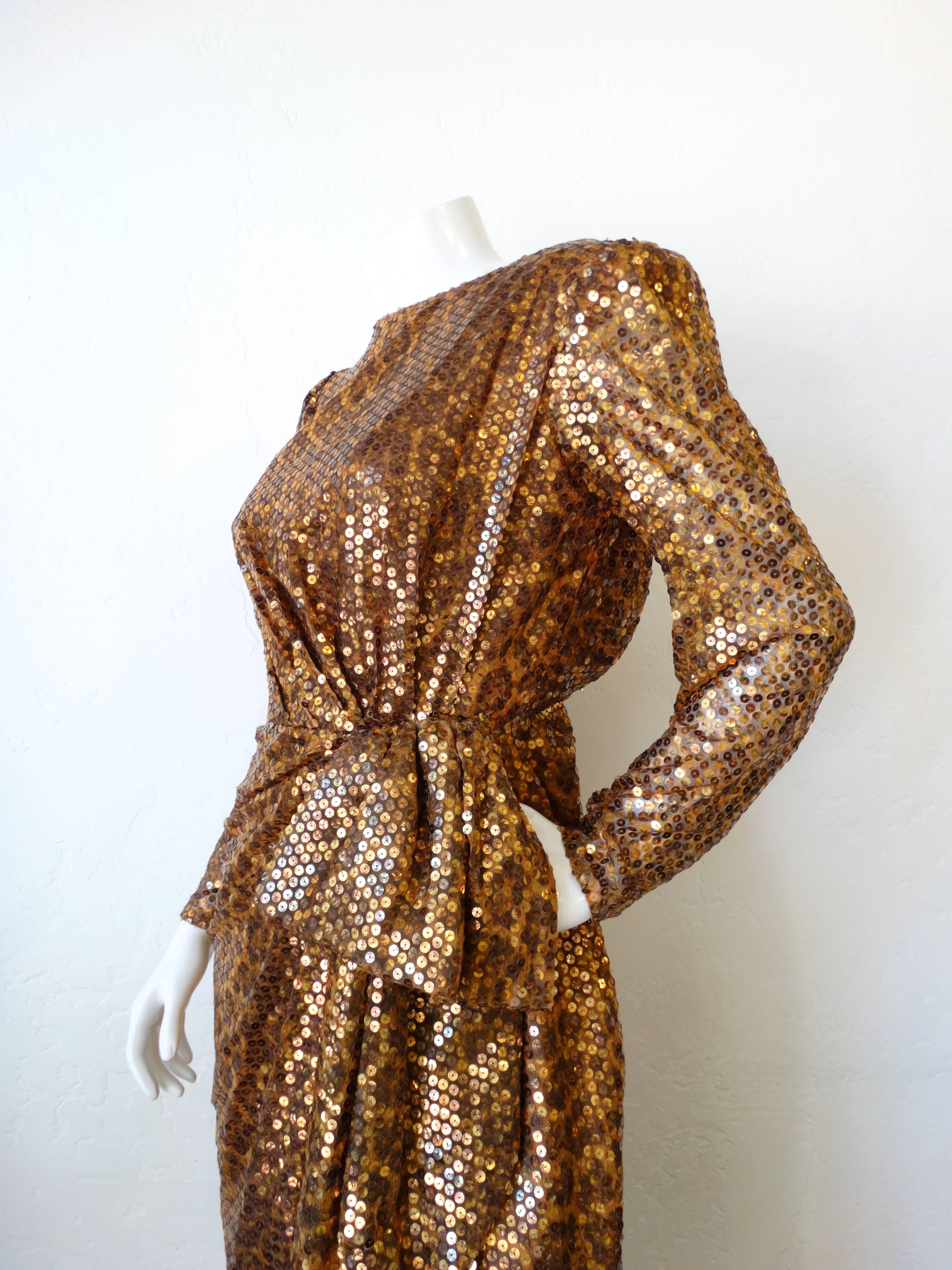 Saks Fifth Avenue - Robe léopard à sequins Mignon des années 1980 en vente 4