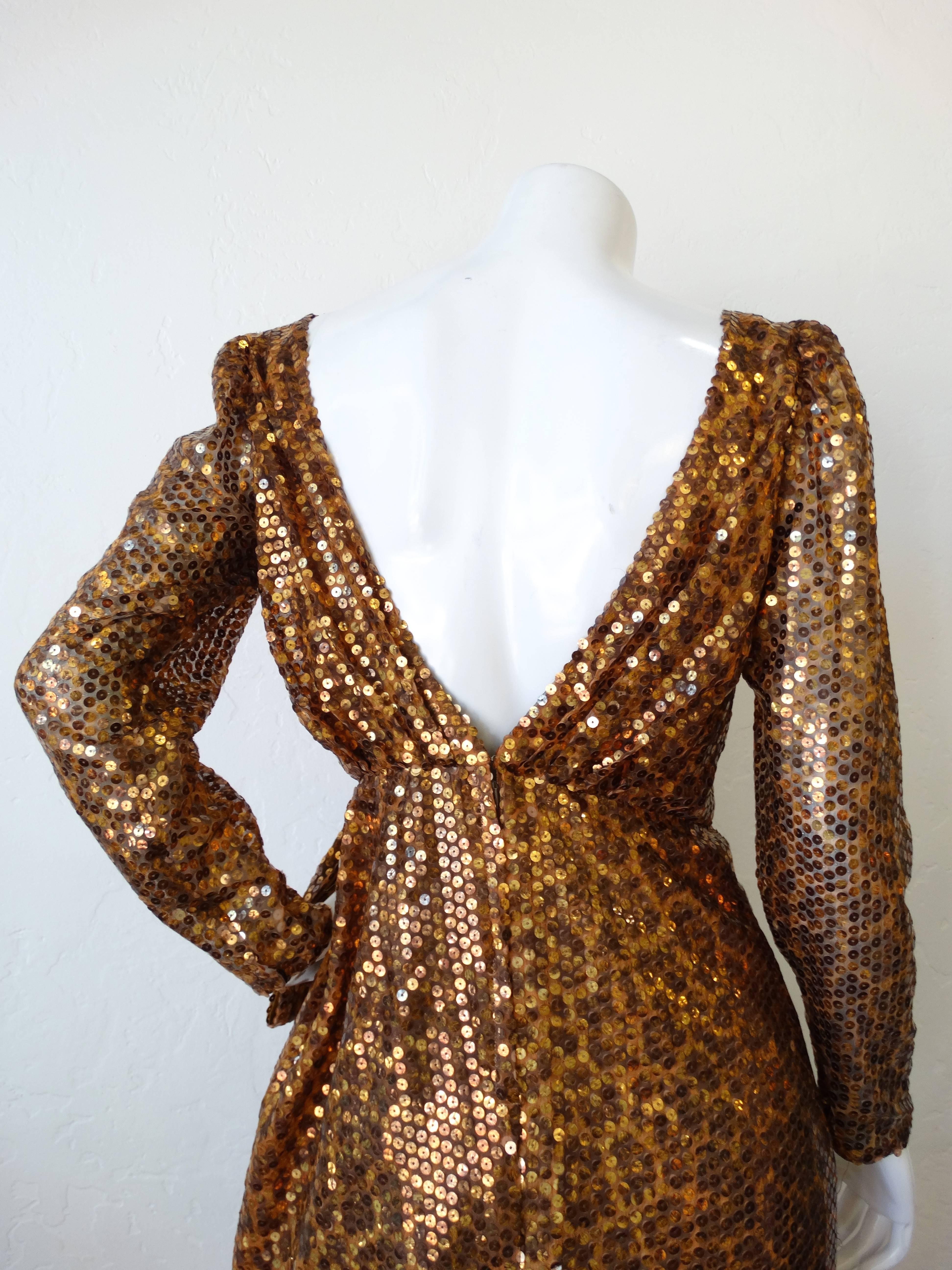 Women's 1980s Saks Fifth Avenue Mignon Sequin Leopard Gown For Sale