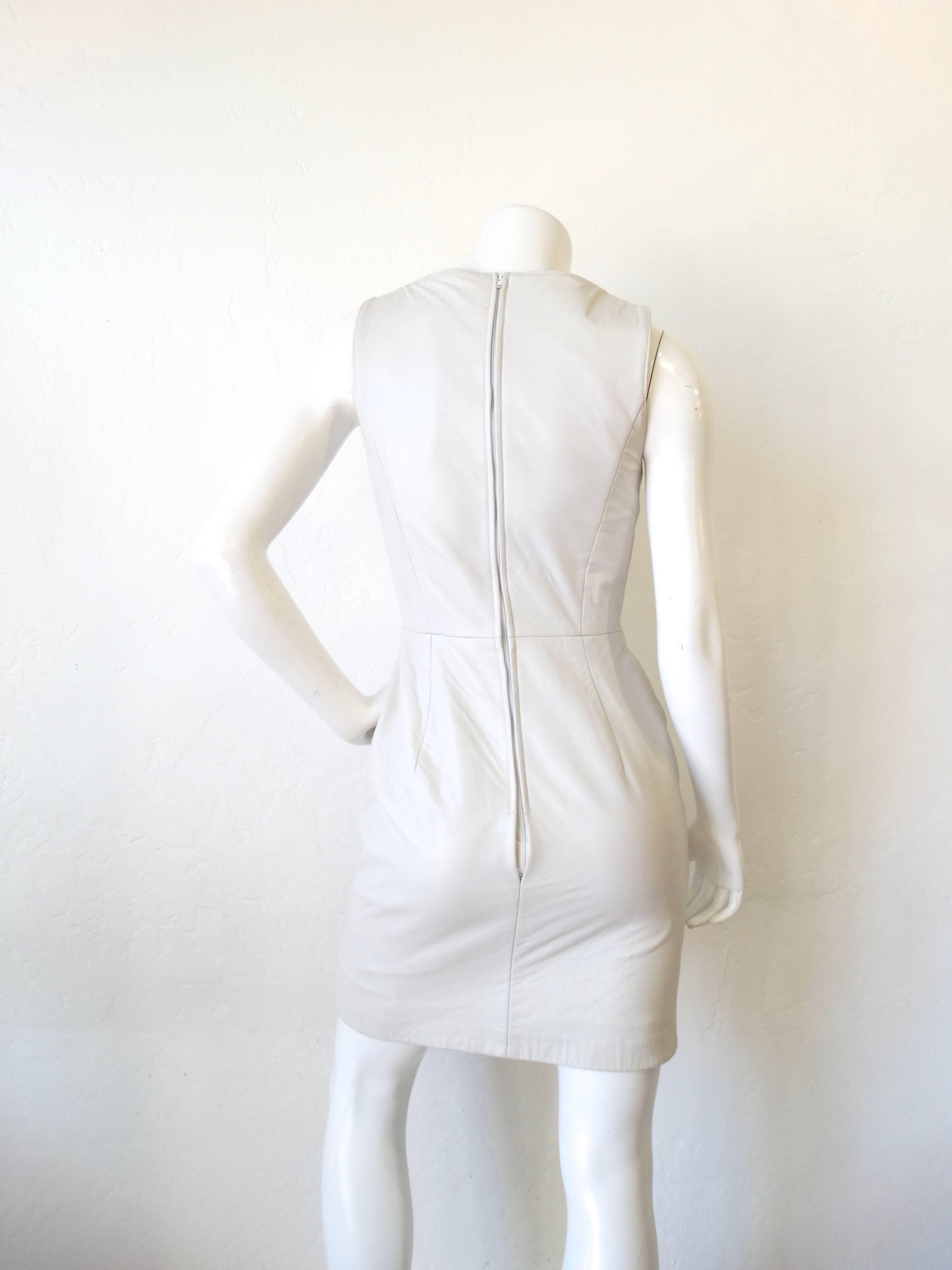 white leather bodycon dress