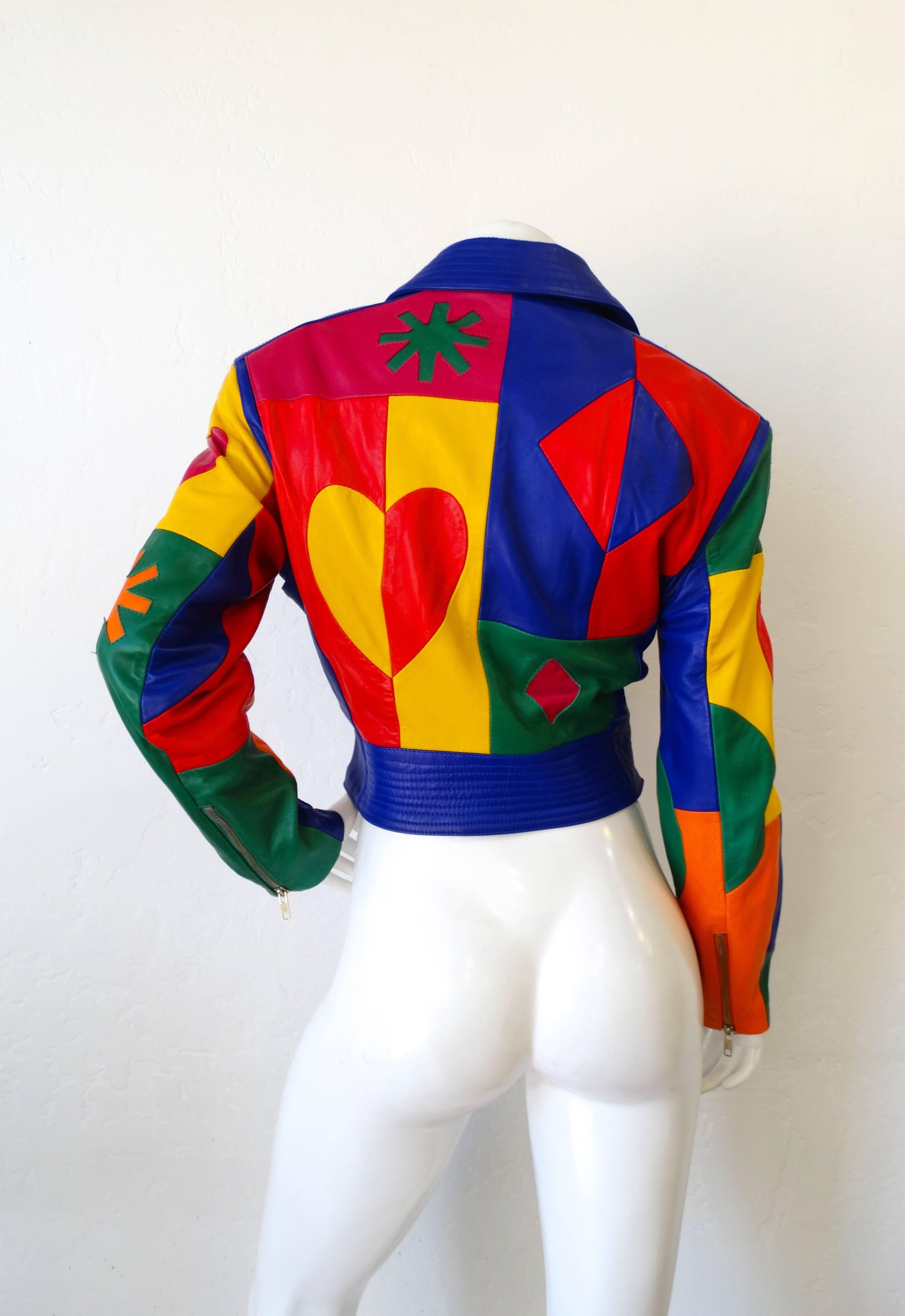 Michael Hoban Rainbow Patchwork Leather Jacket, 1980s  1