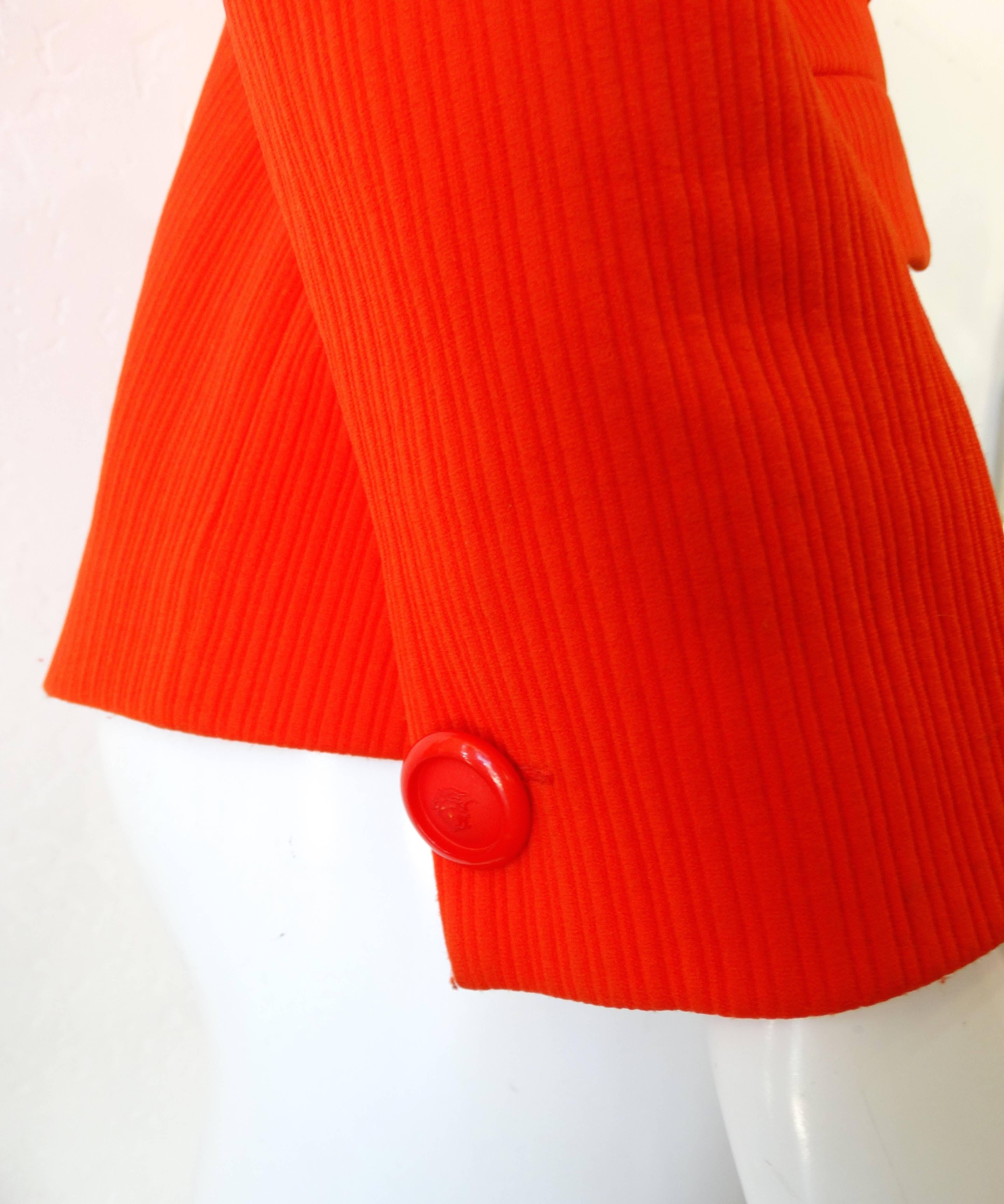 Red 1990s Versace Bright Orange Blazer